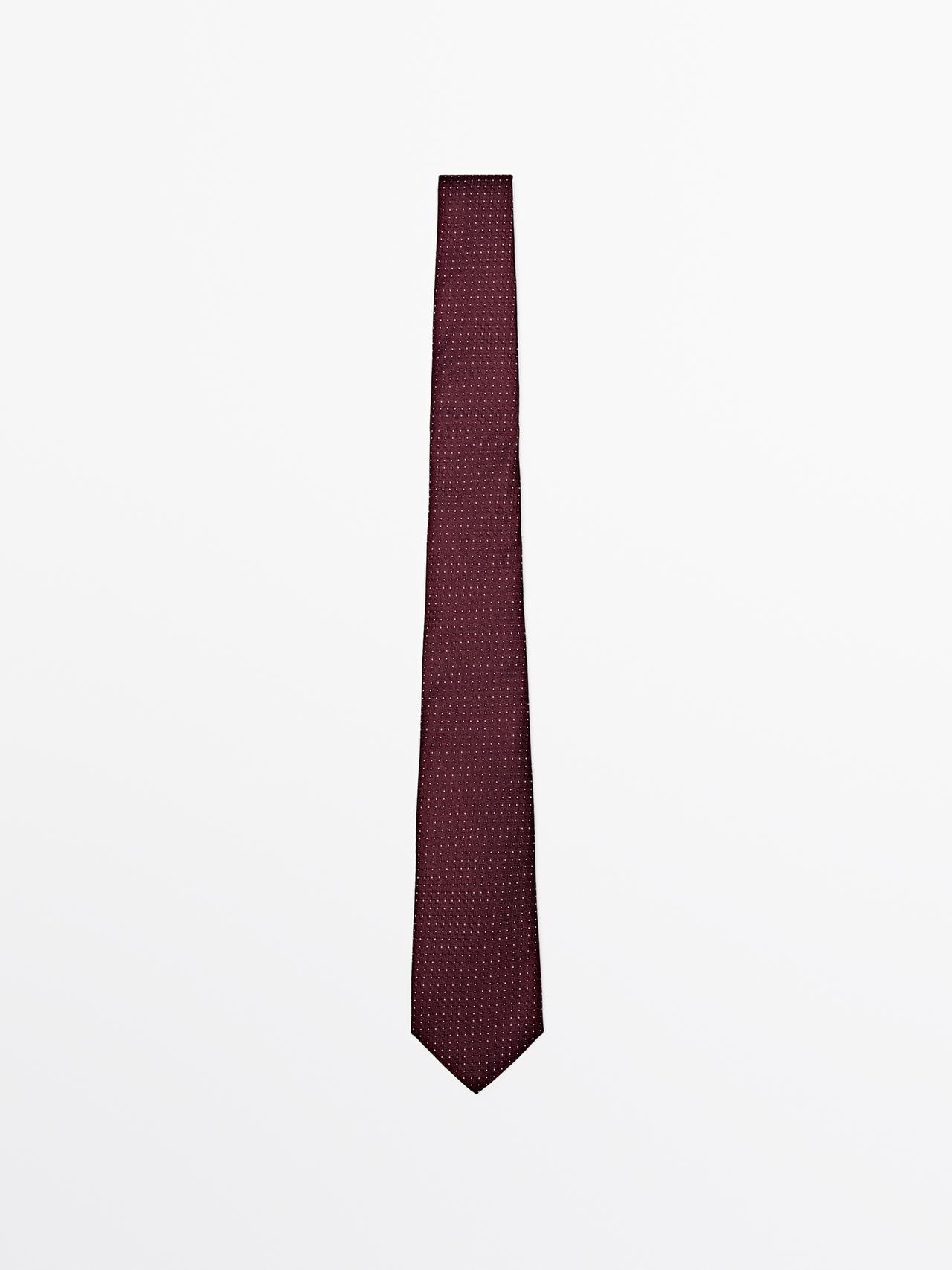 Corbata Puntos 100% Seda - Granate - 01 - Massimo Dutti - Hombre