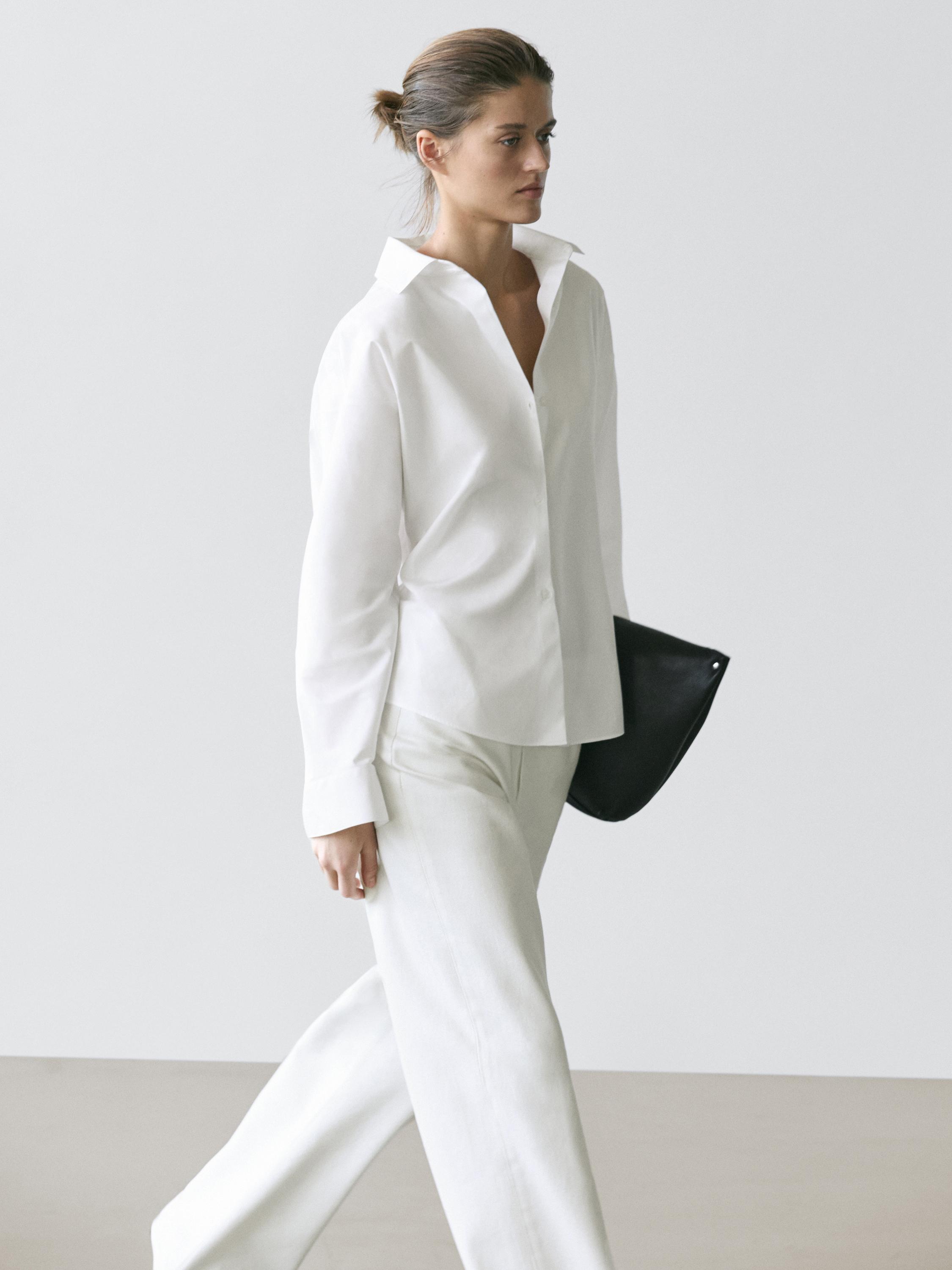 Cotton poplin shirt with dart detail