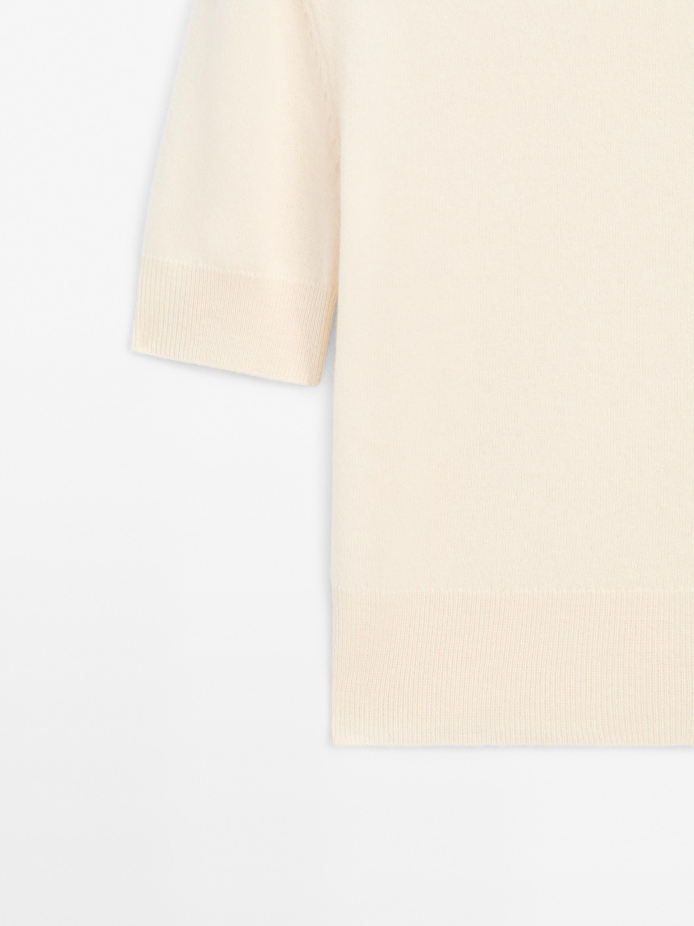 Short sleeve wool blend sweater