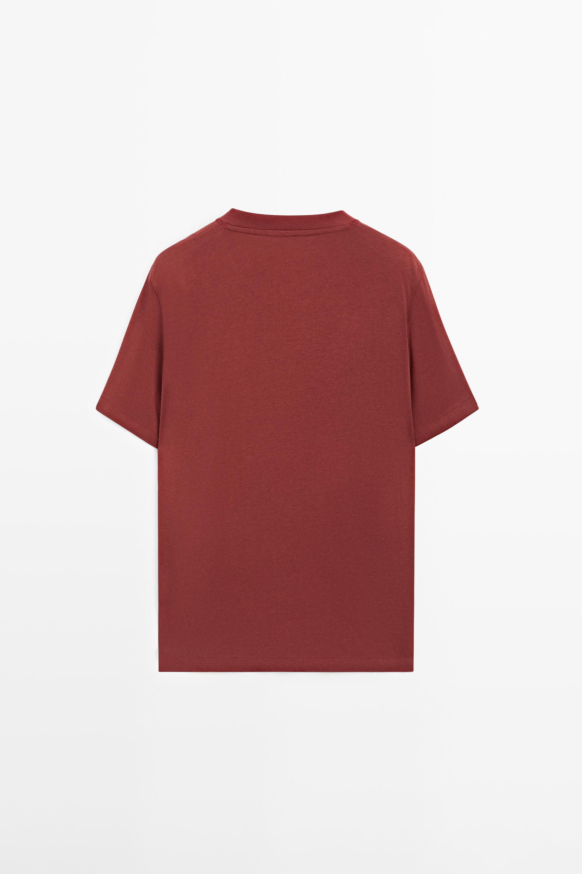 Short sleeve cotton blend T-shirt — MAROON