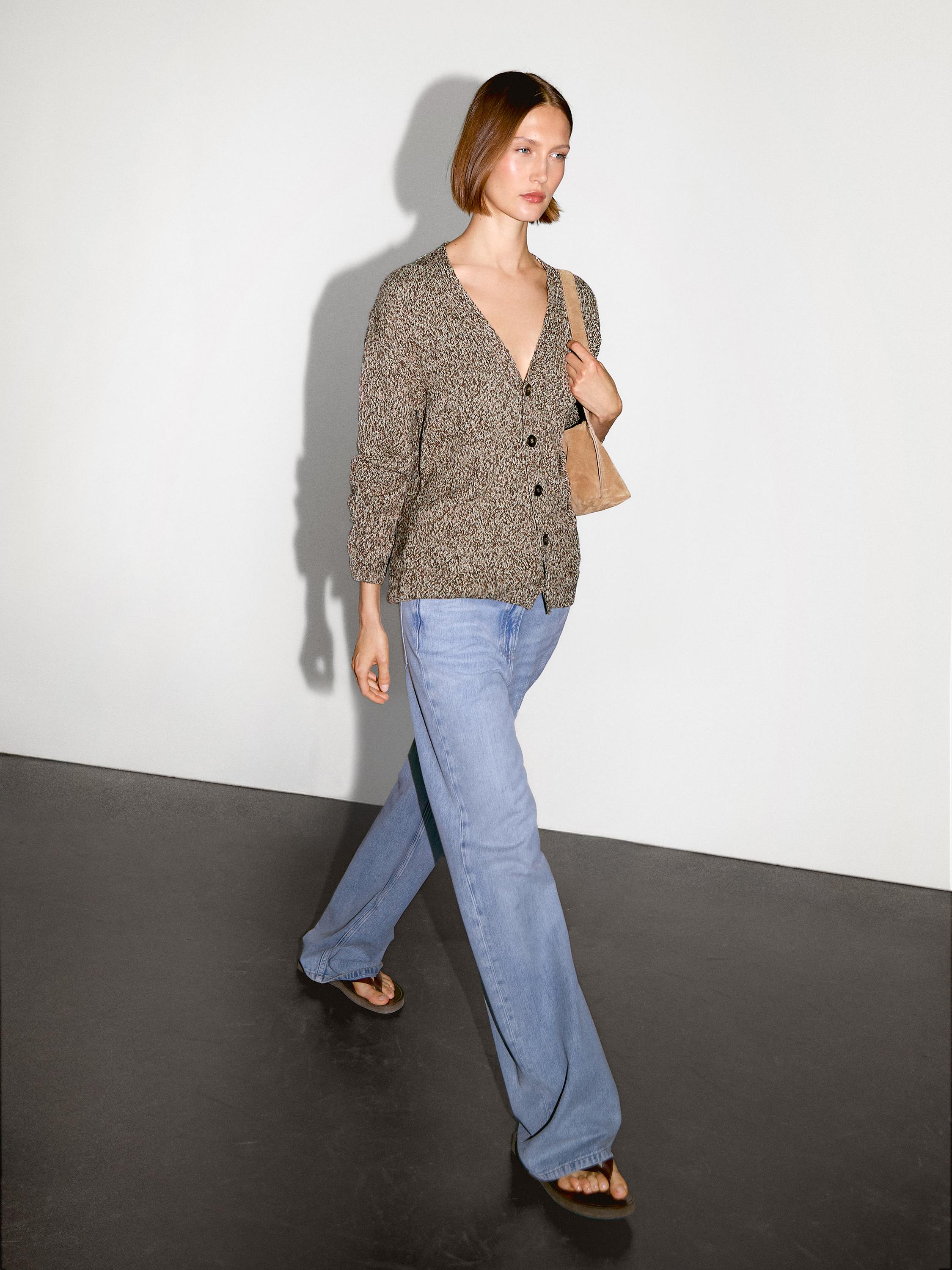 Mouliné V-neck long cardigan