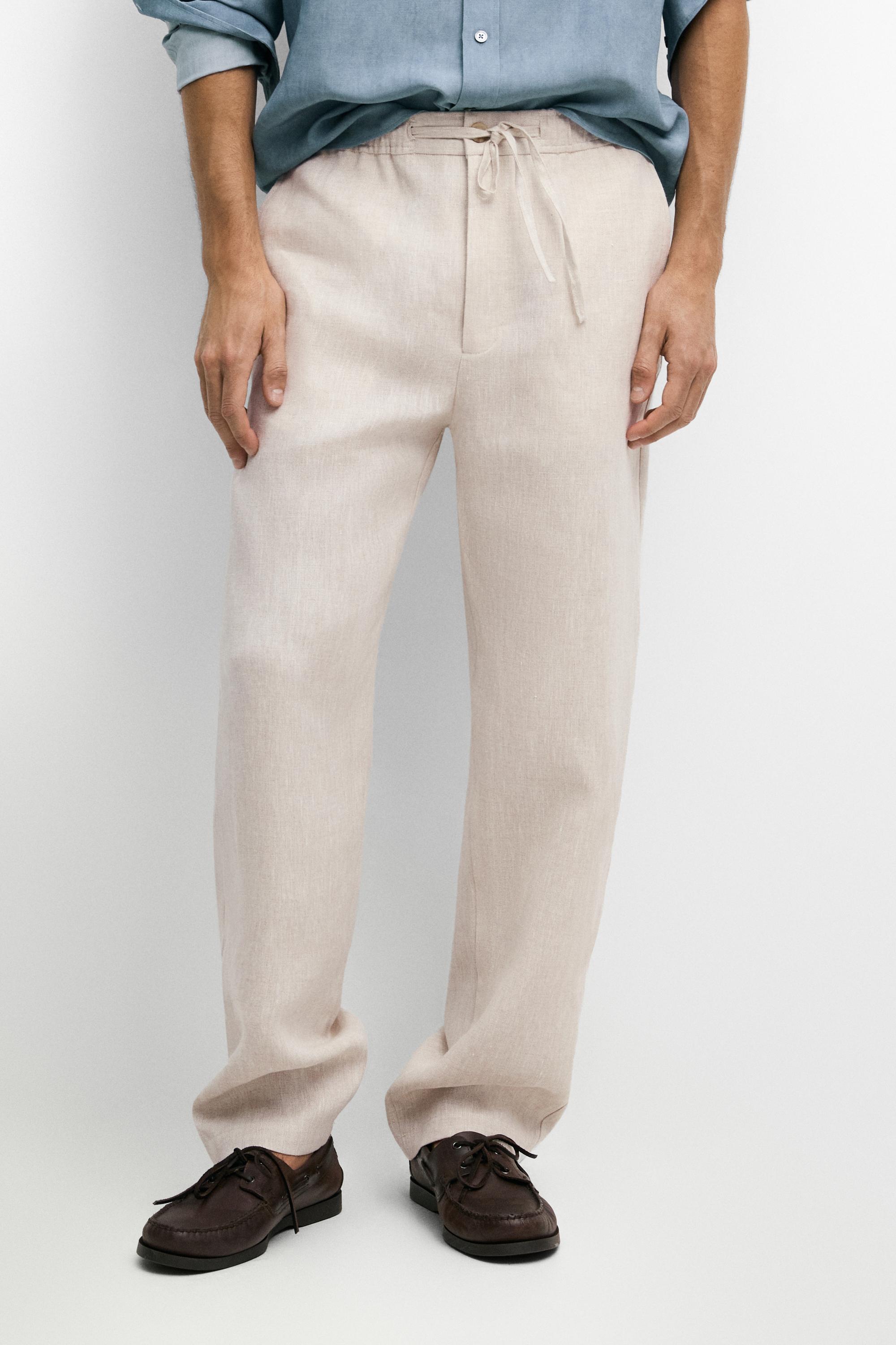 100% linen jogger fit pants — CREAM
