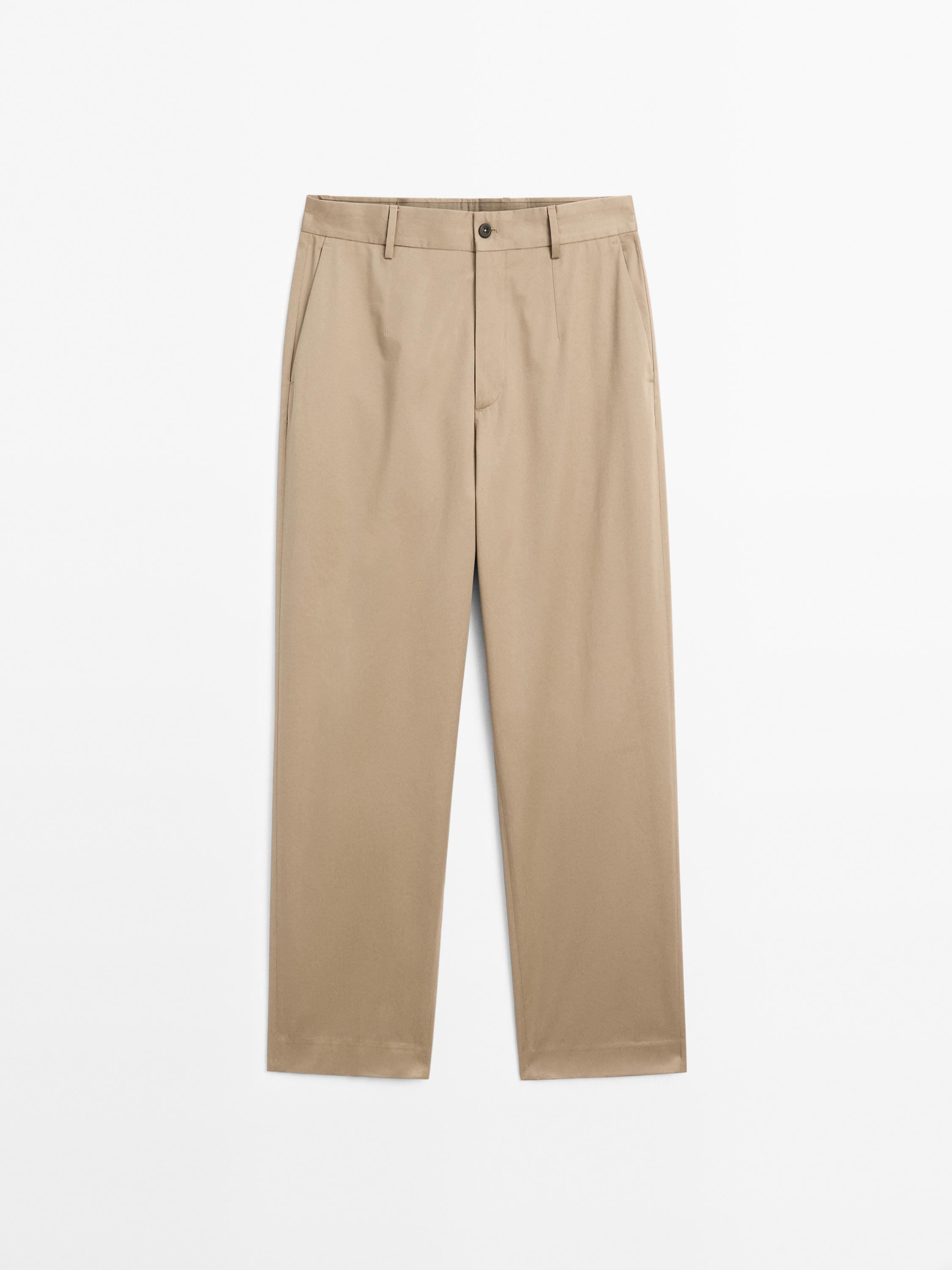 100% cotton twill relaxed fit trousers