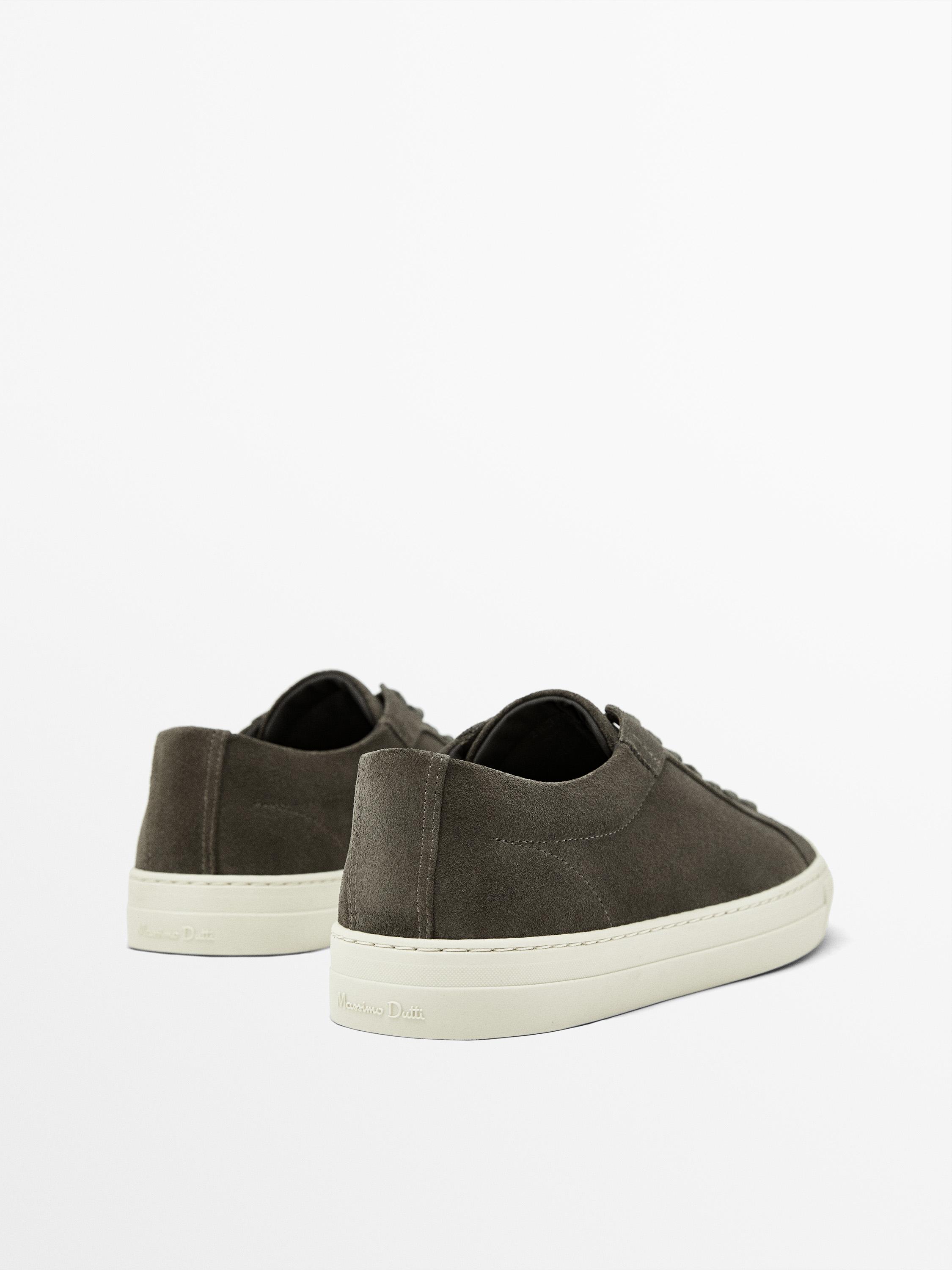 Split suede trainers