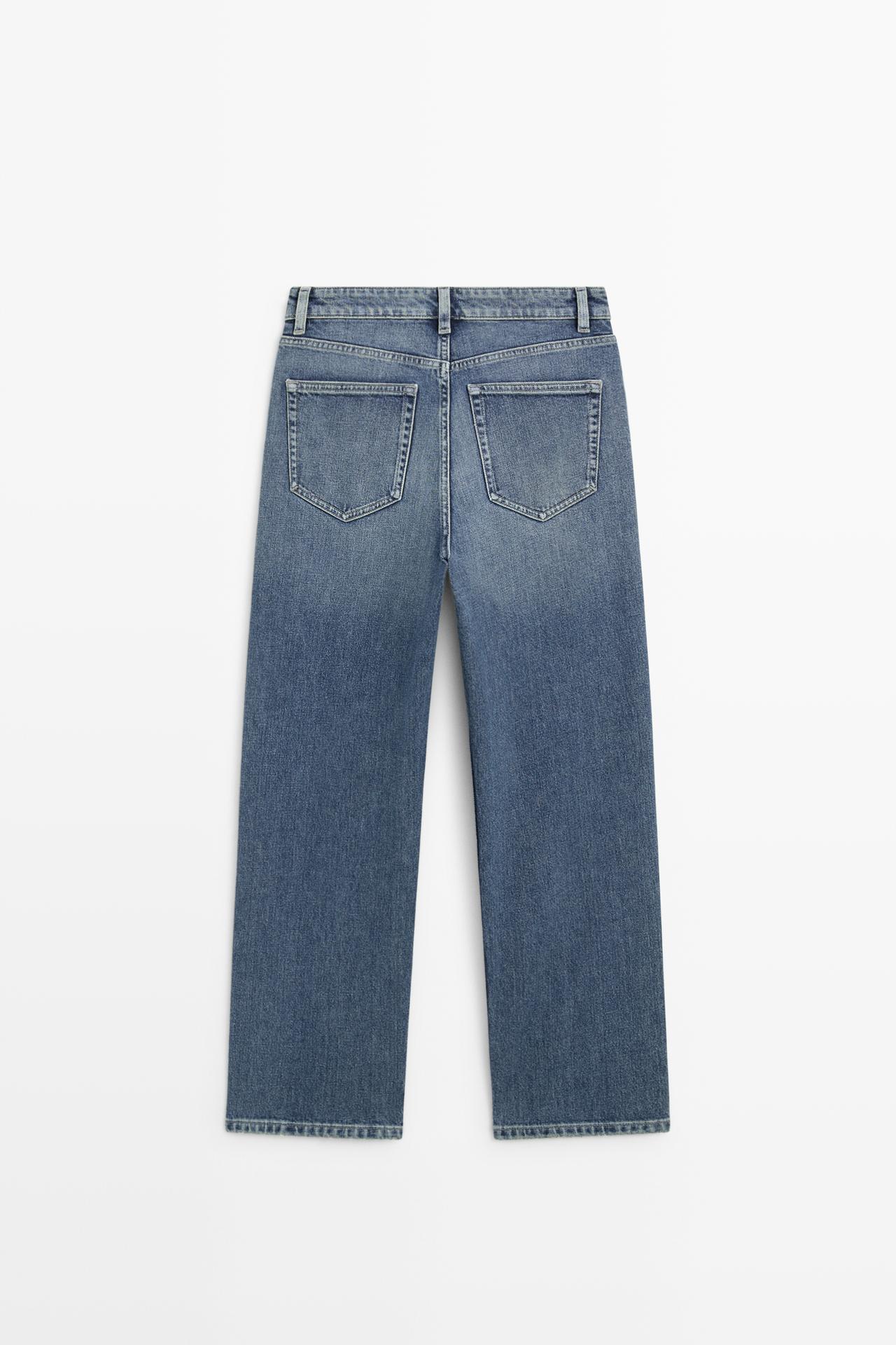 High-waist cropped straight-leg jeans — Light Blue