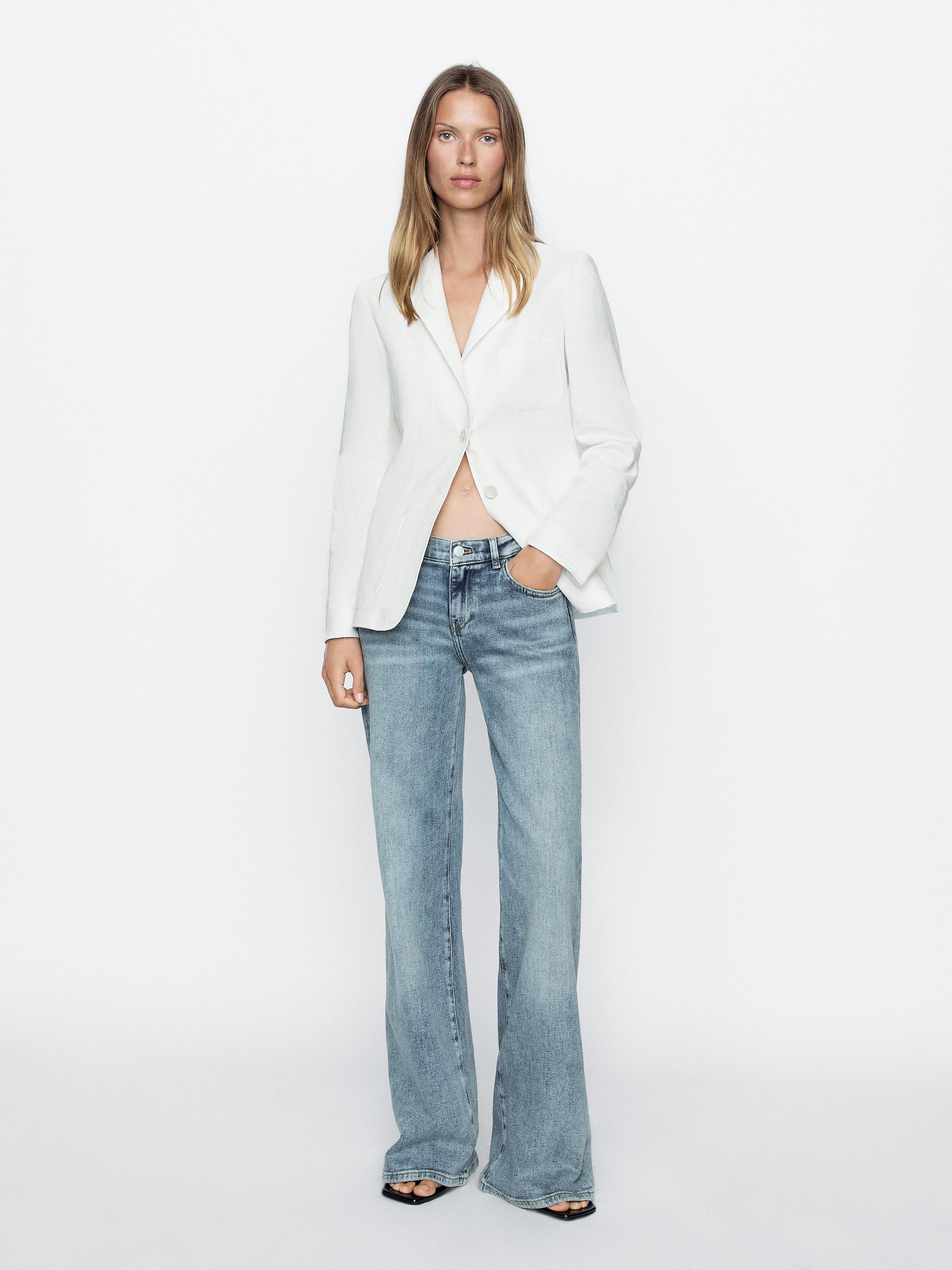 Jeans-Schlaghose im Vintage-Stil mit niedrigem Bund