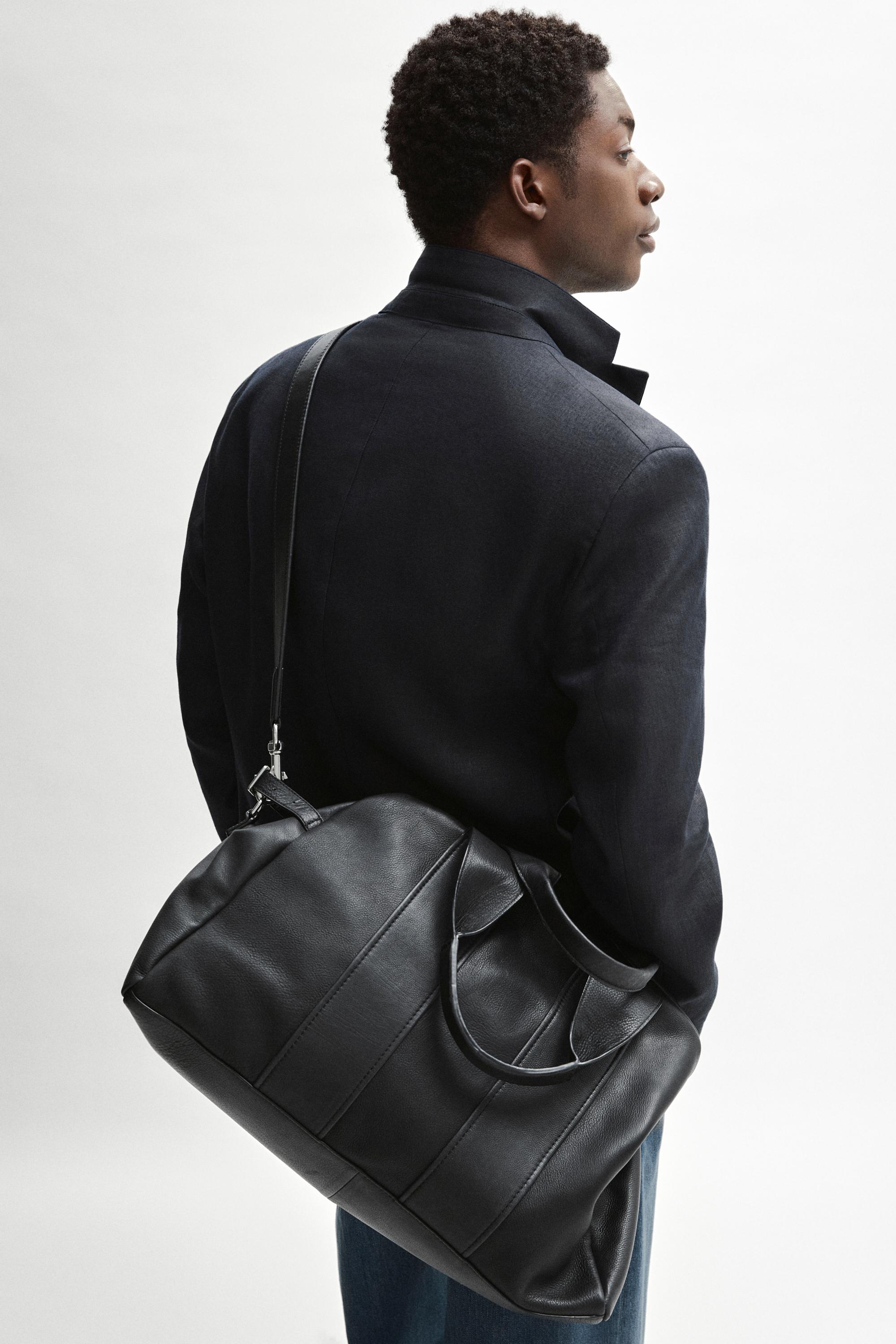 Nappa leather travel bag — BLACK