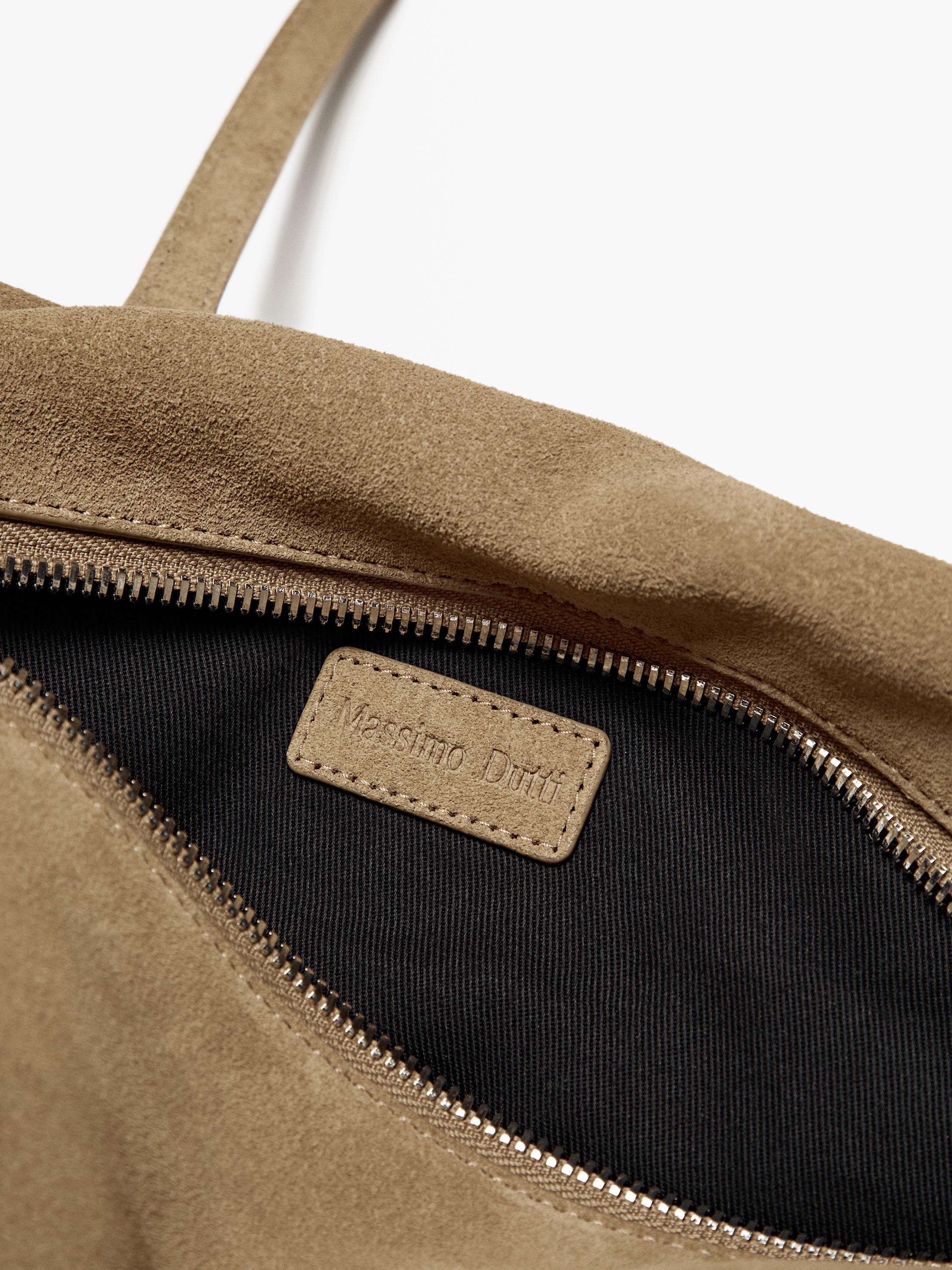 Split suede satchel bag