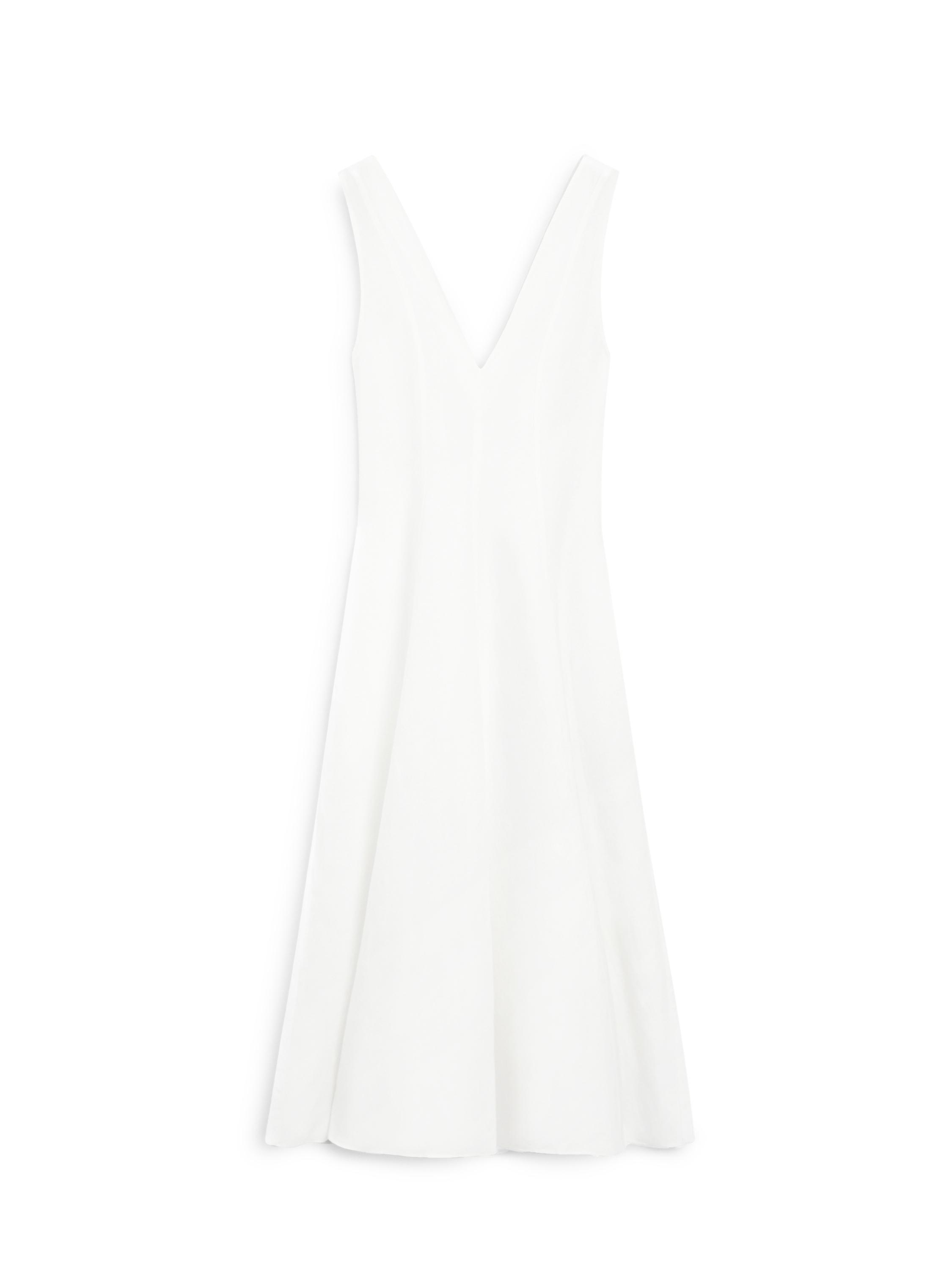 Flowing linen blend midi dress — WHITE