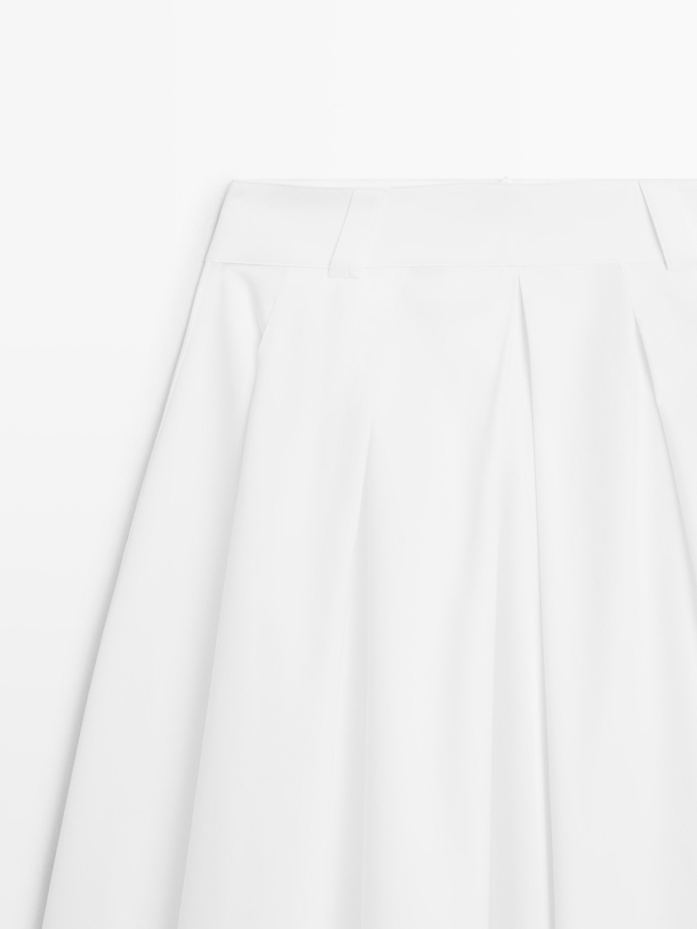 Midi skirt with belt loop details — WHITE