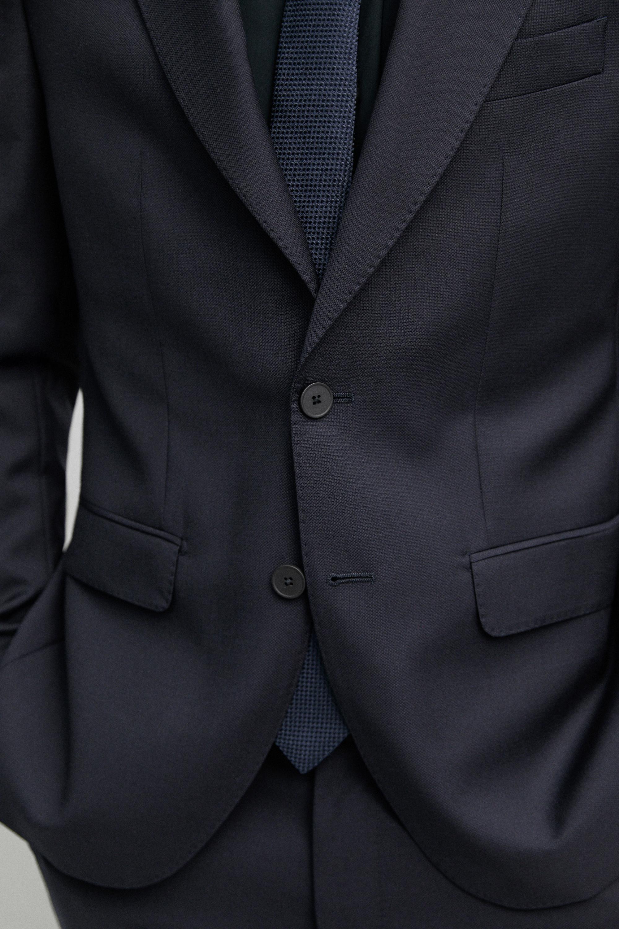 Textured suit blazer — NAVY BLUE