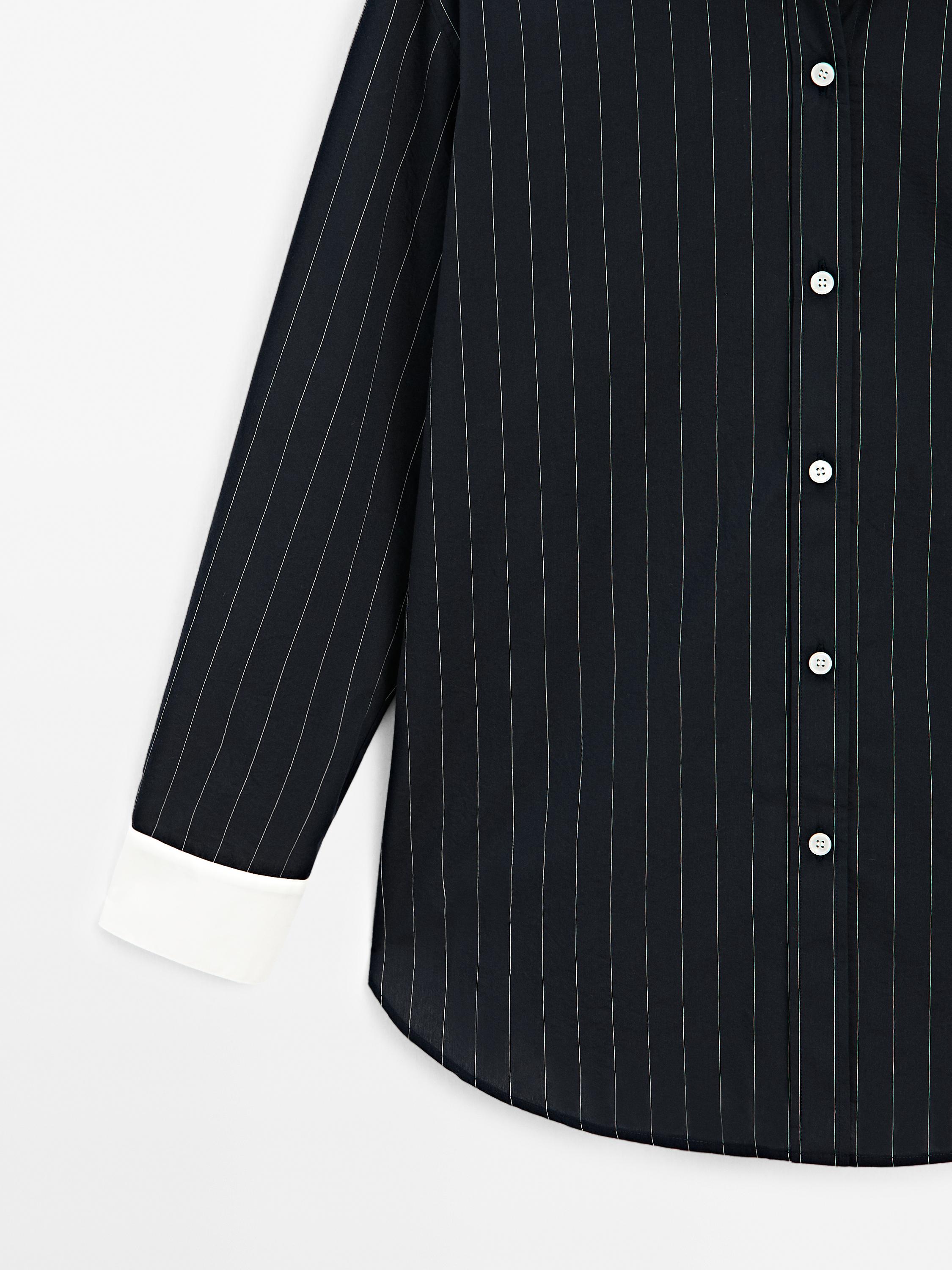 Striped shirt with contrast detail