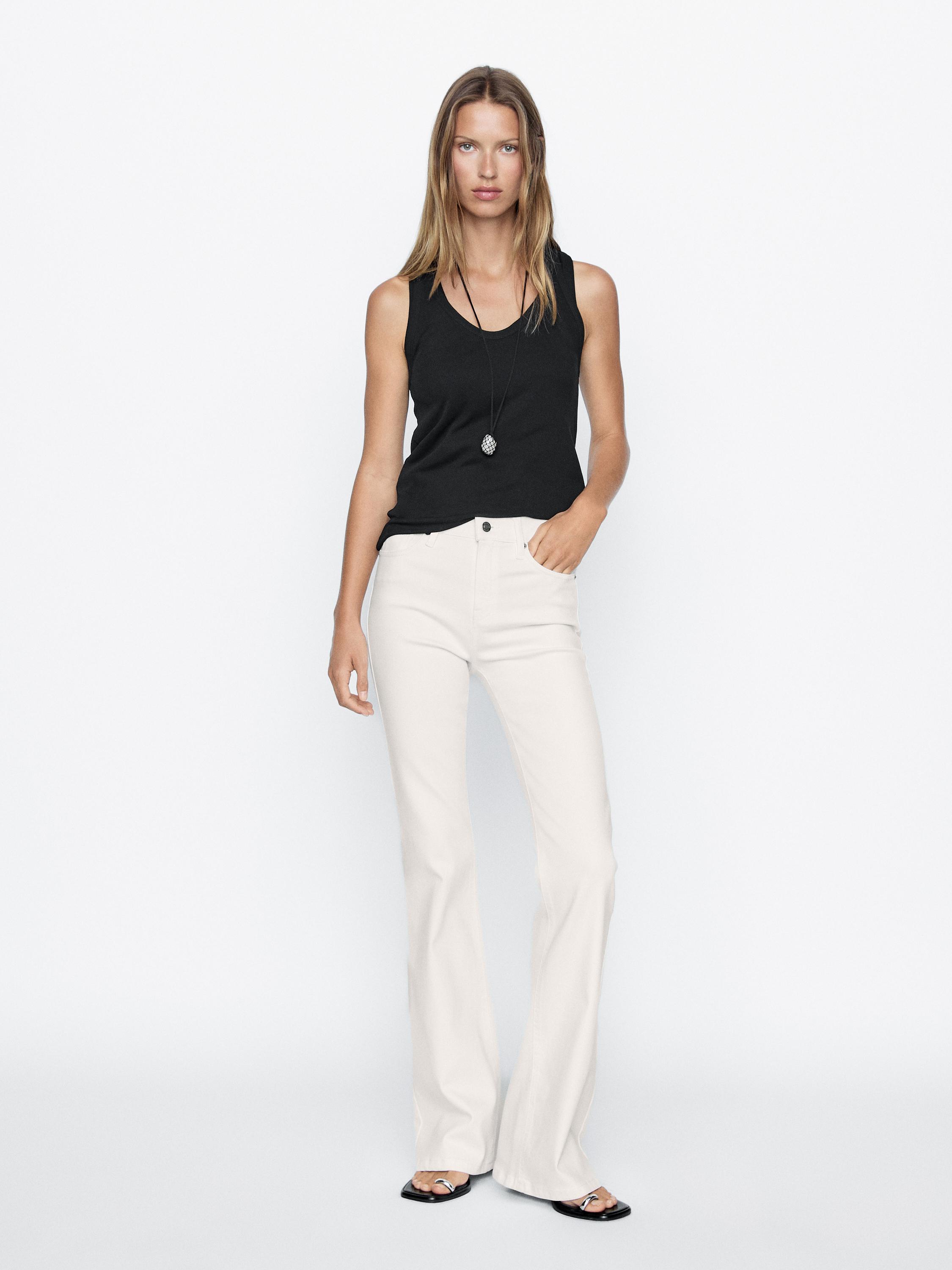 Jeans de cintura subida skinny flare