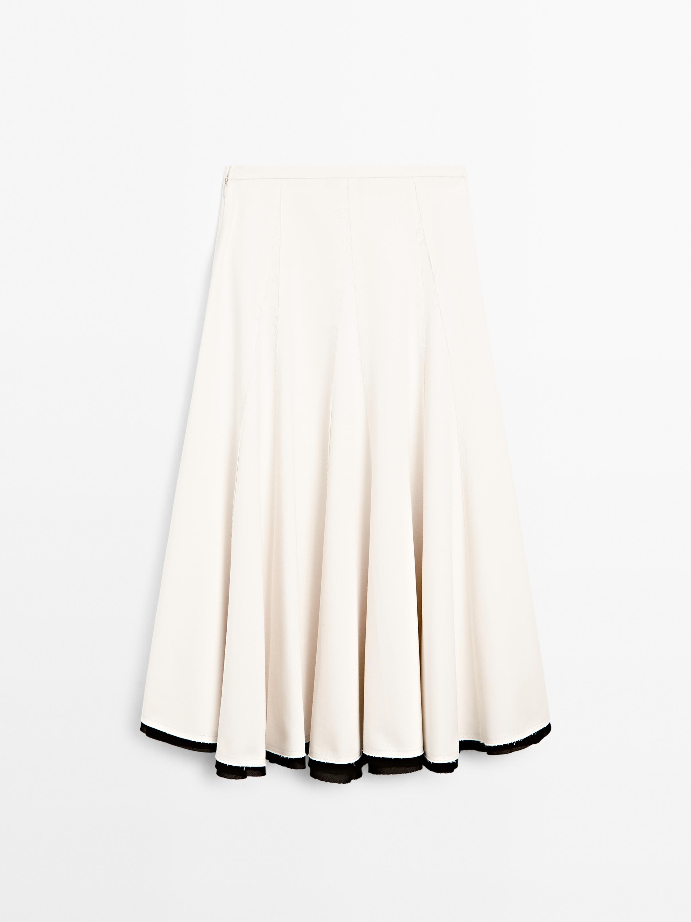 Flounce midi skirt with contrasting detail