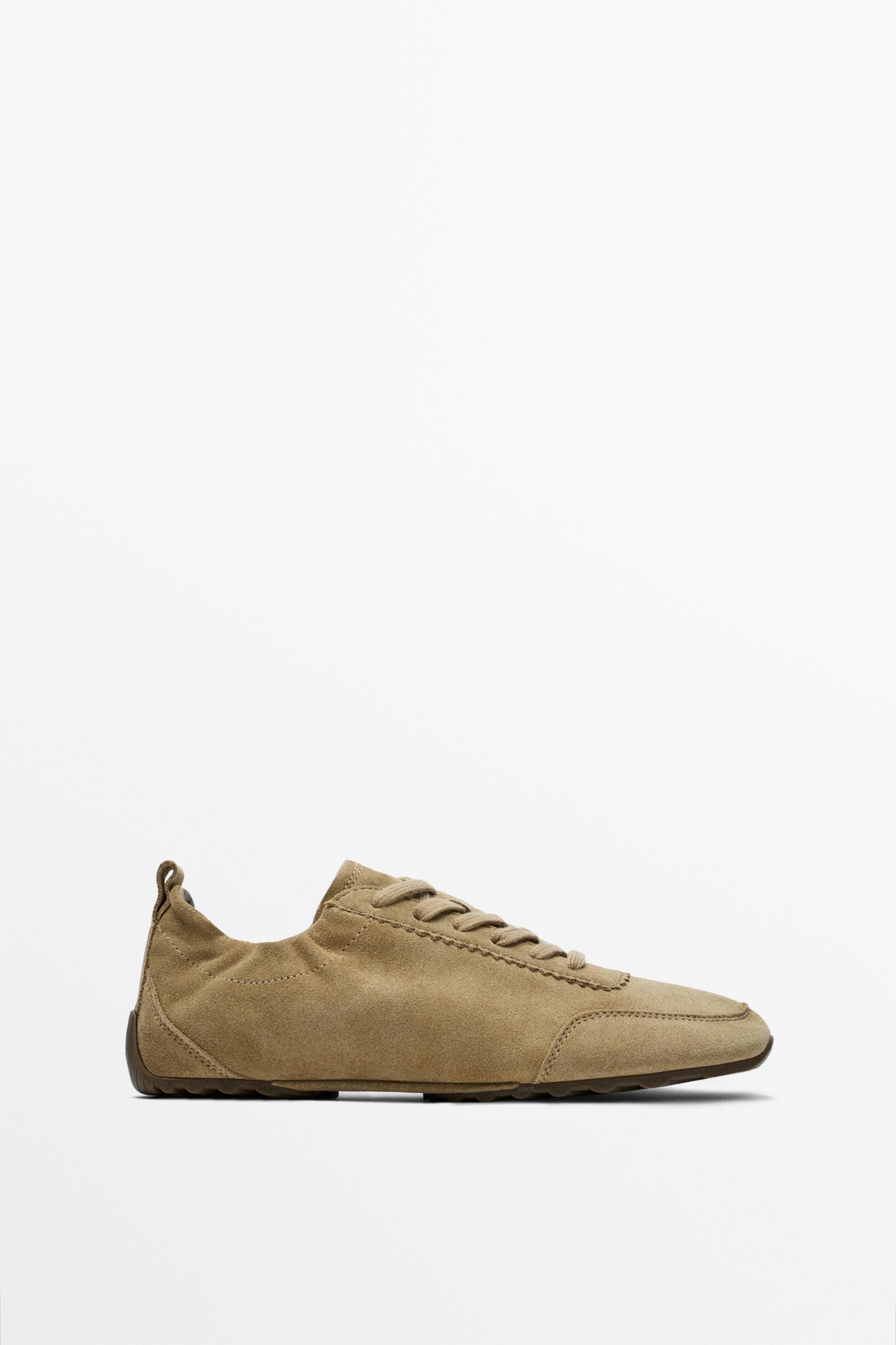 Soft leather trainers — CAMEL