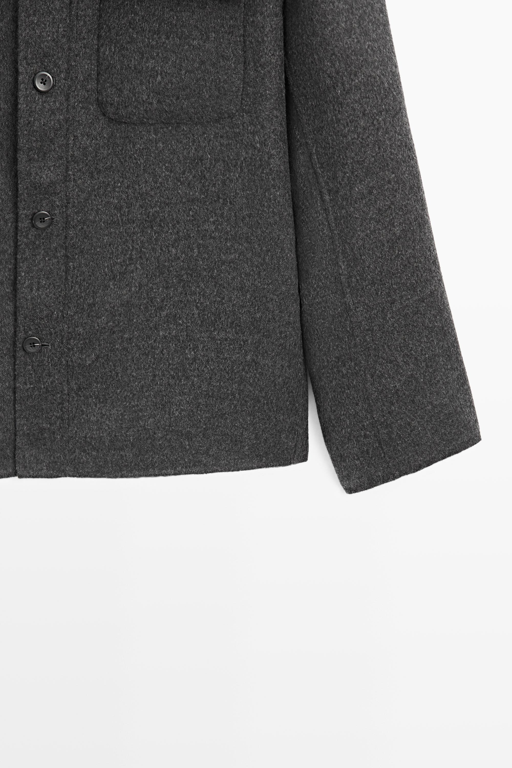 Wool blend overshirt with pocket detail — CHARCOAL