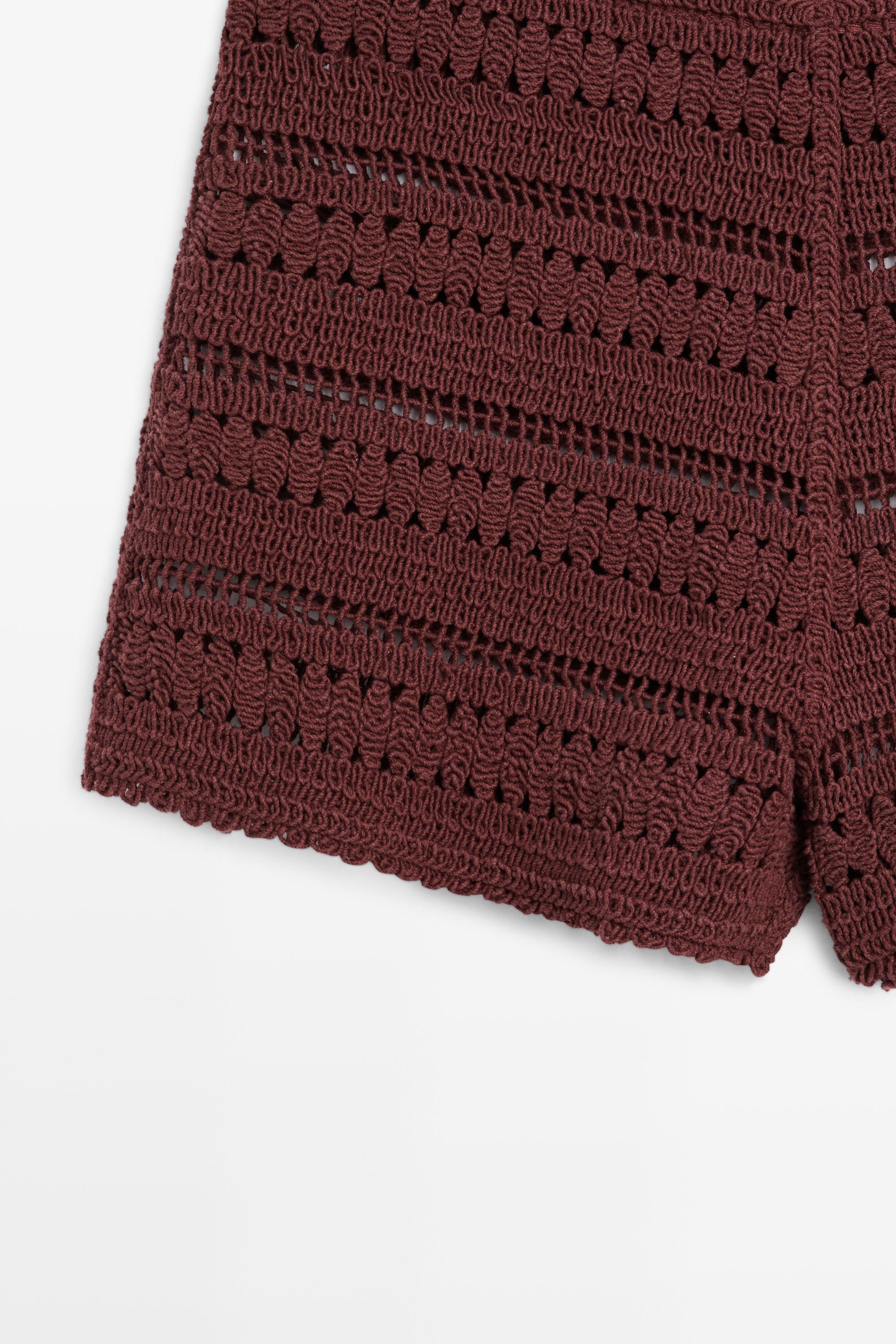 Cotton crochet shorts — RUSSET