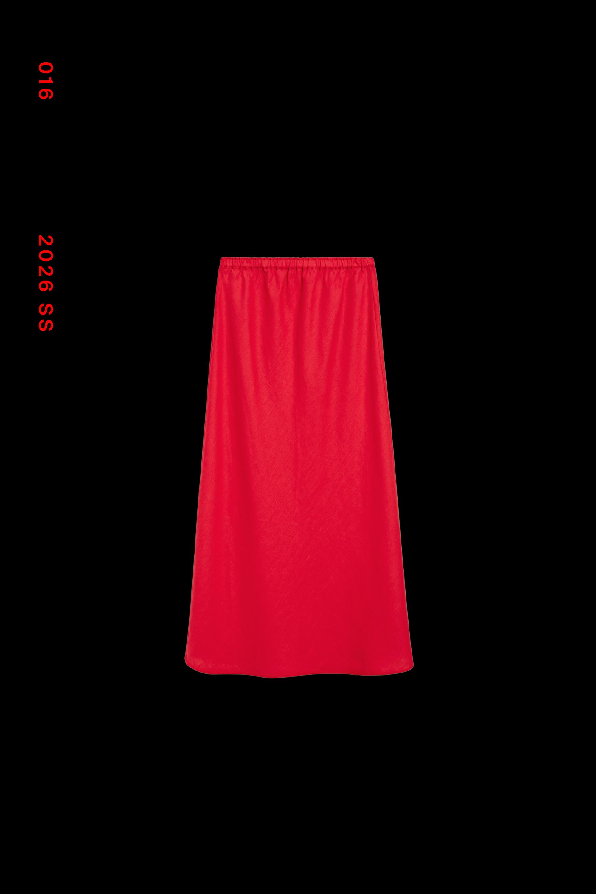 100% linen elasticated midi skirt — RED