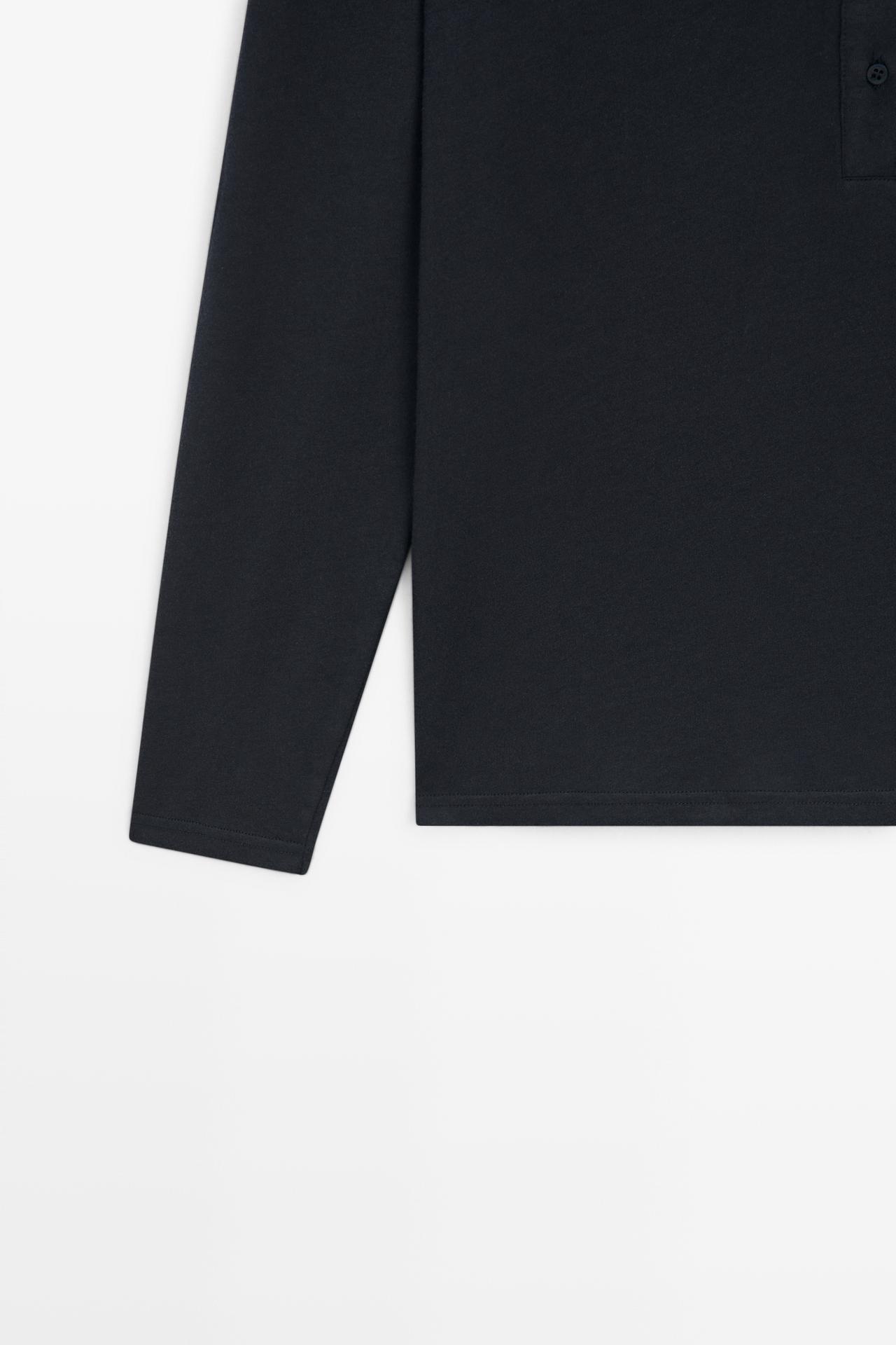 100% cotton henley T-shirt — BLUE