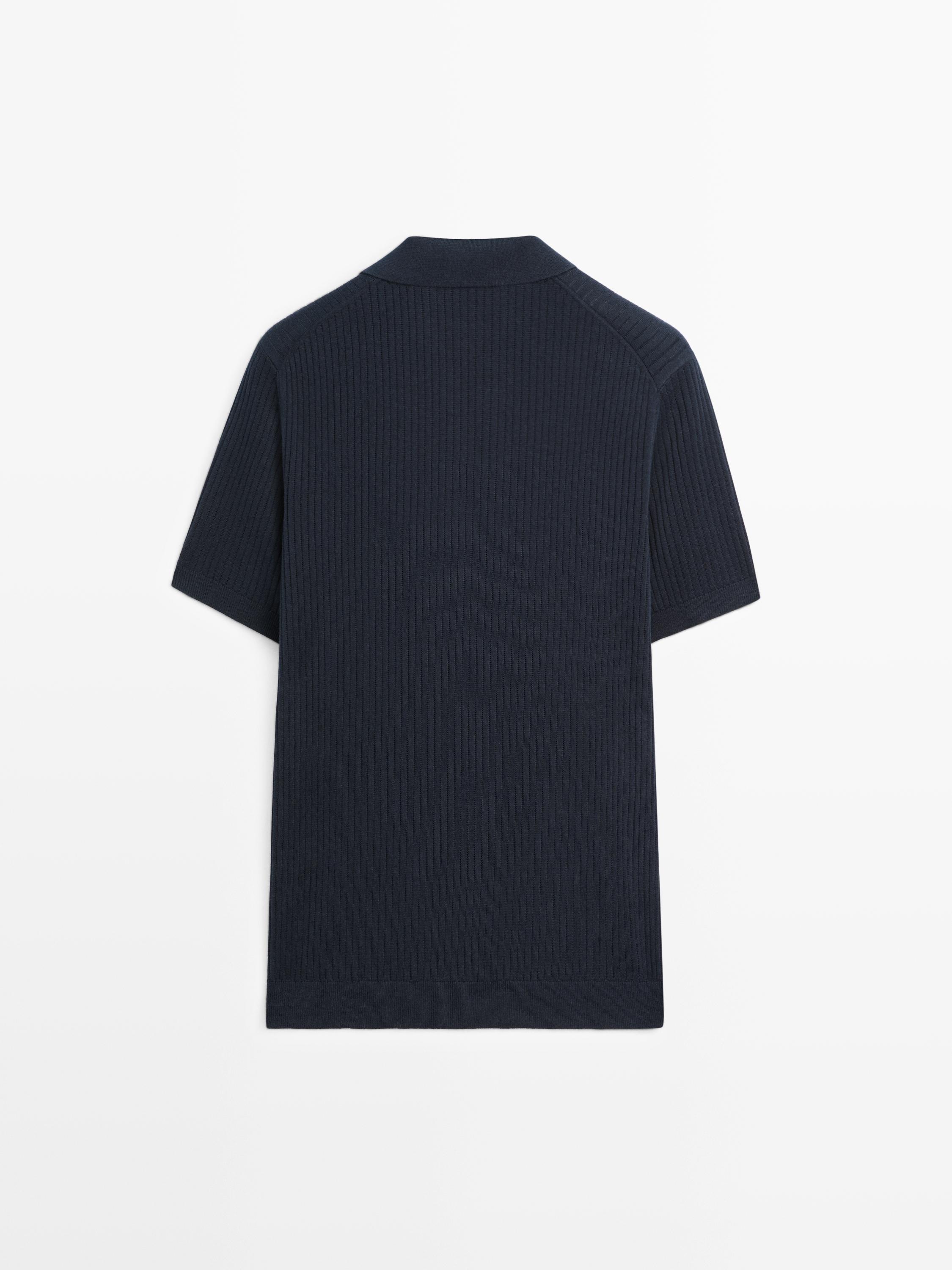 Quarter-zip knit polo sweater — NAVY BLUE
