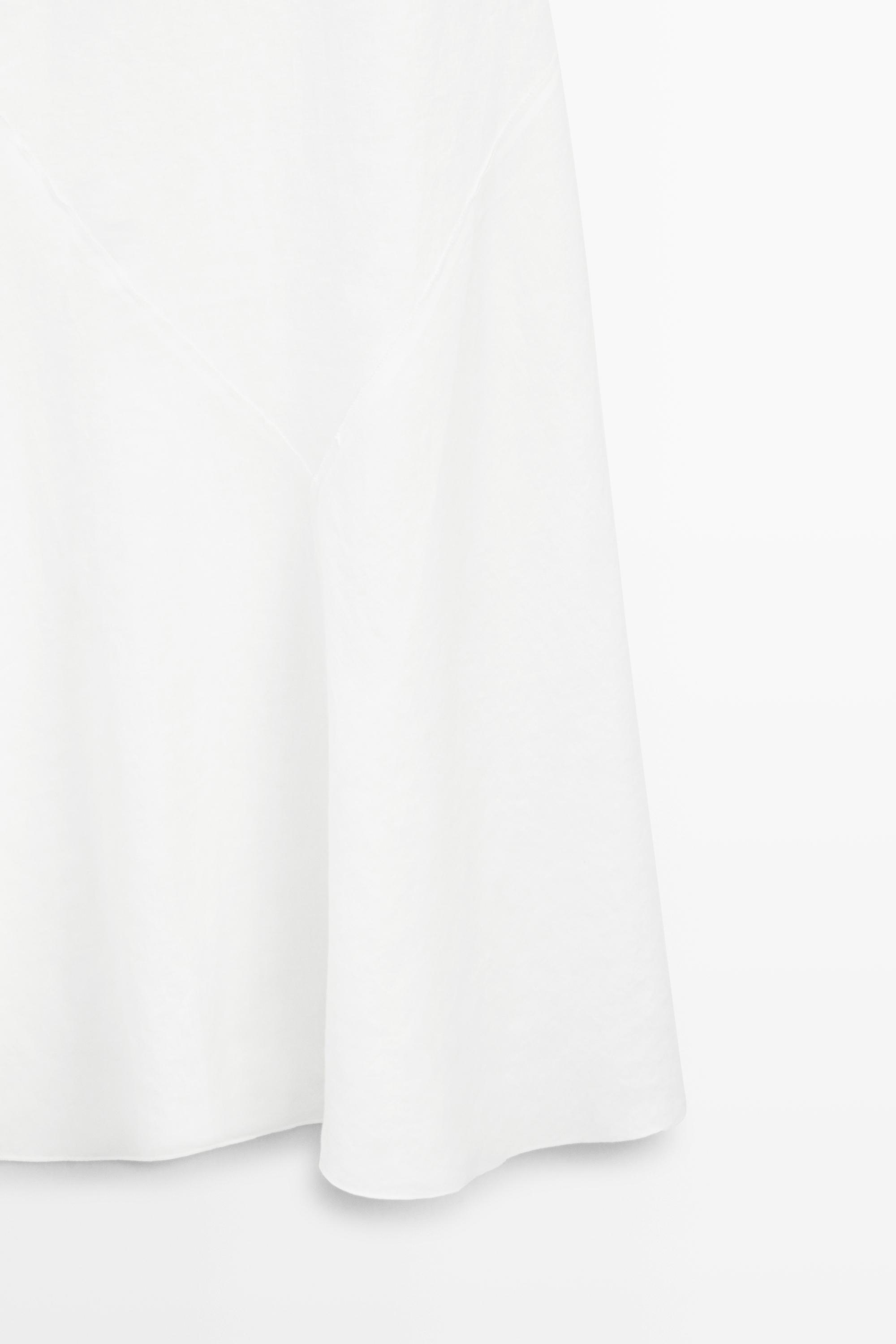 Flowing 100% linen midi dress  White  Dress | Massimo Dutti