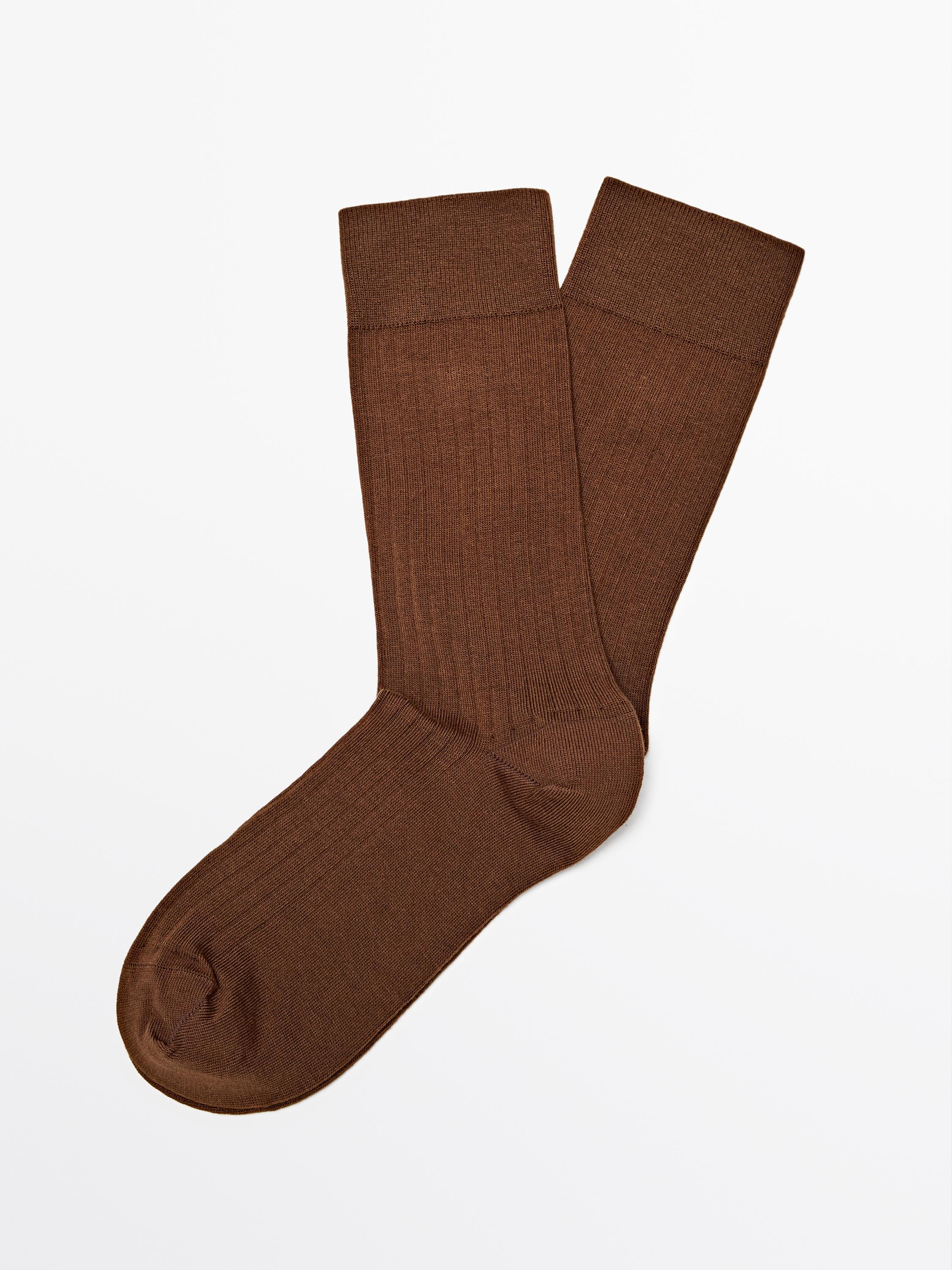 Ribbade strumpor i bomullsblandning