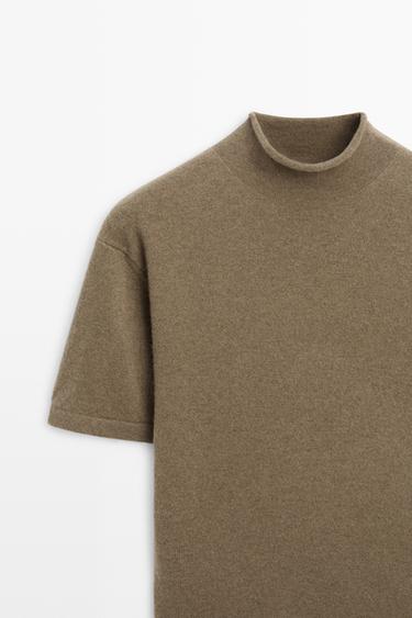 Wool-blend knit mock neck sweater — BEIGE 9
