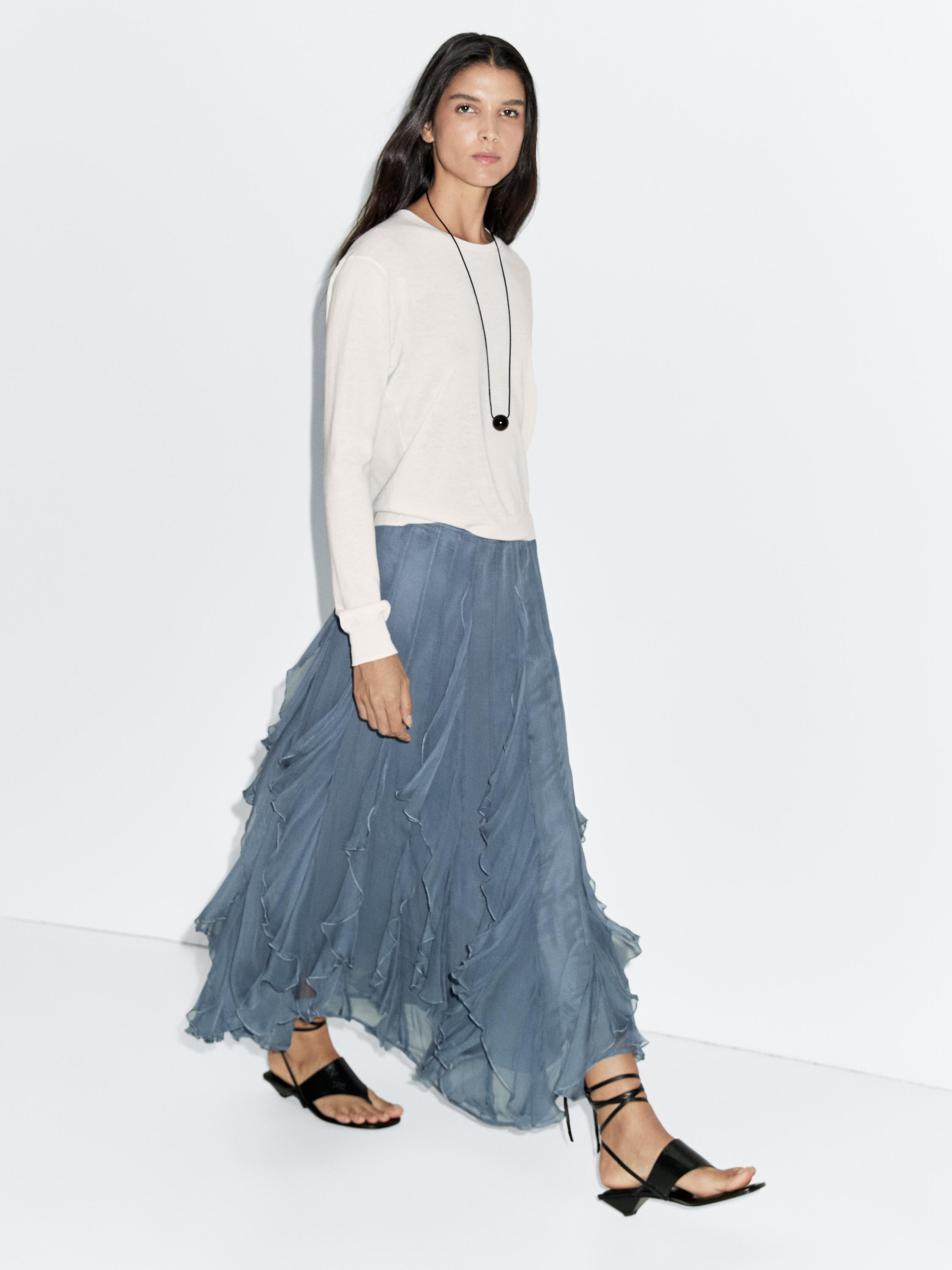Midi skirt with ruffle detail