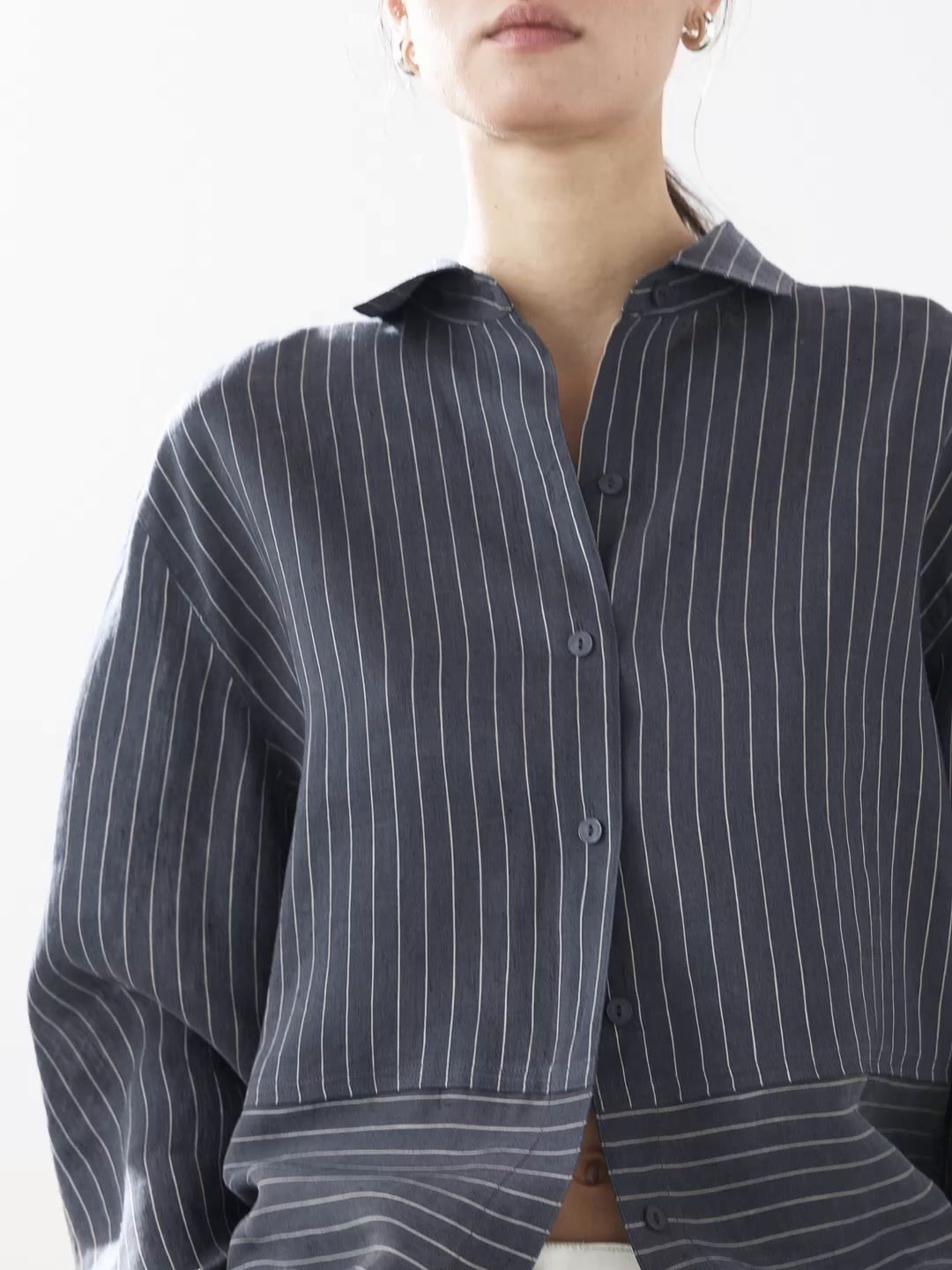 Striped linen blend shirt