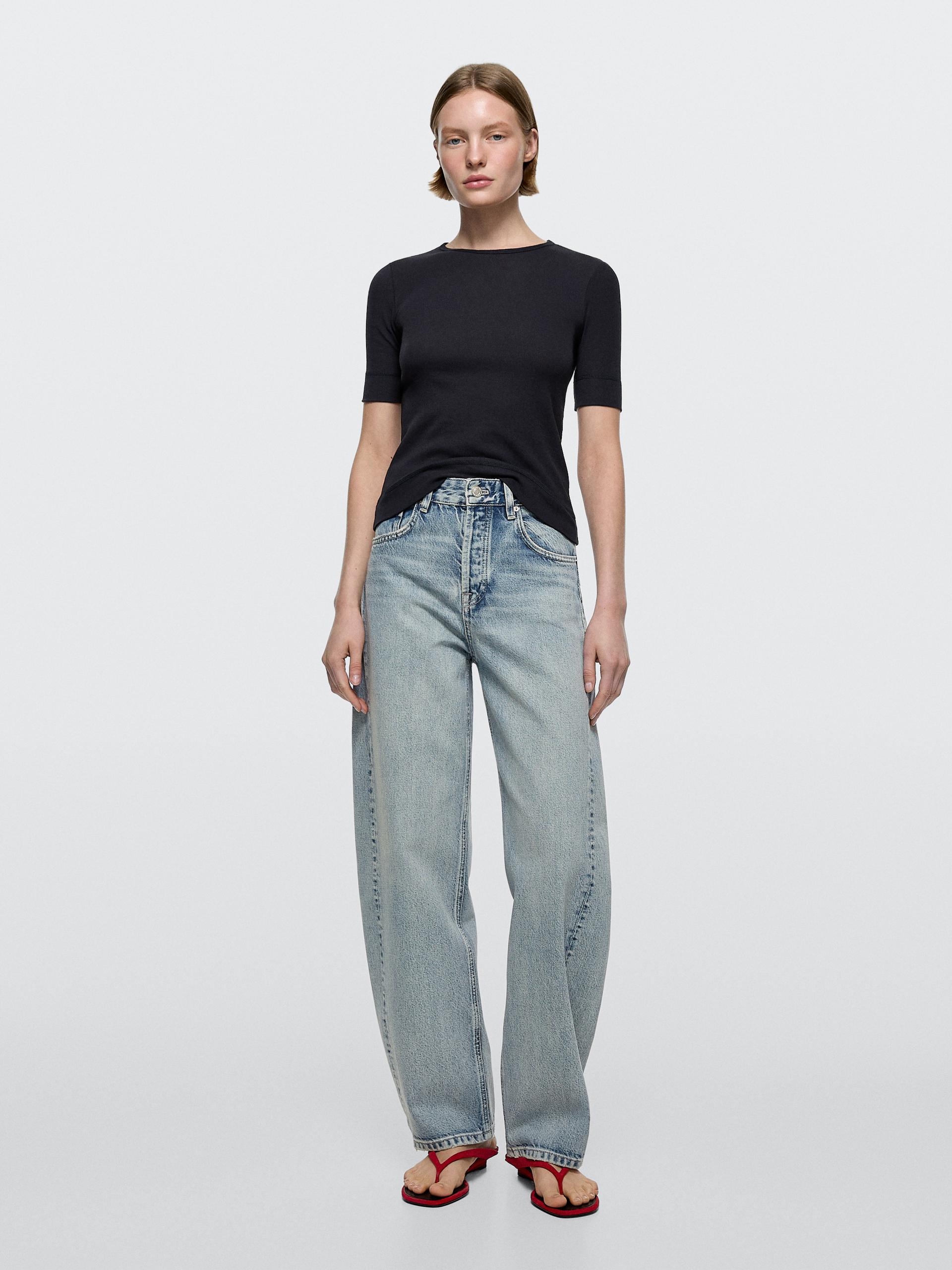 Jeans Balloon Fit A Vita Media - Azzurro Chiaro - 44 (It 48) - Massimo Dutti - Femminile