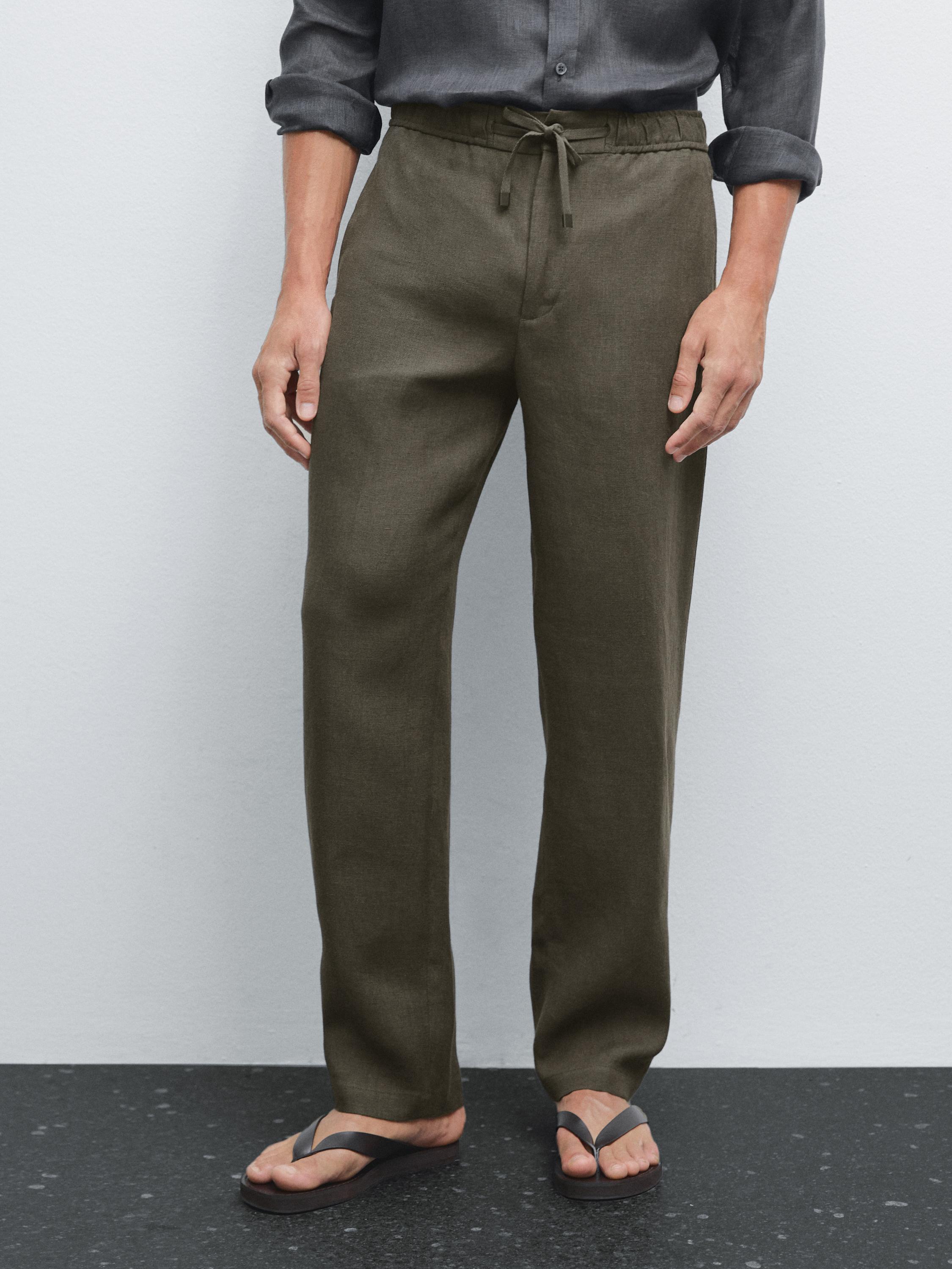 100% linen jogger fit trousers