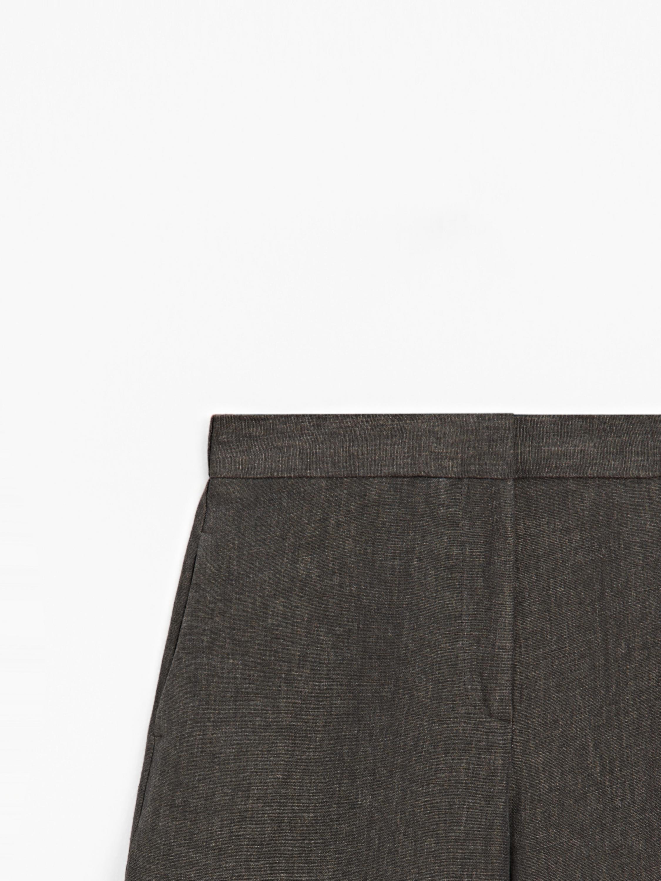 Linen barrel fit trousers — Chocolate