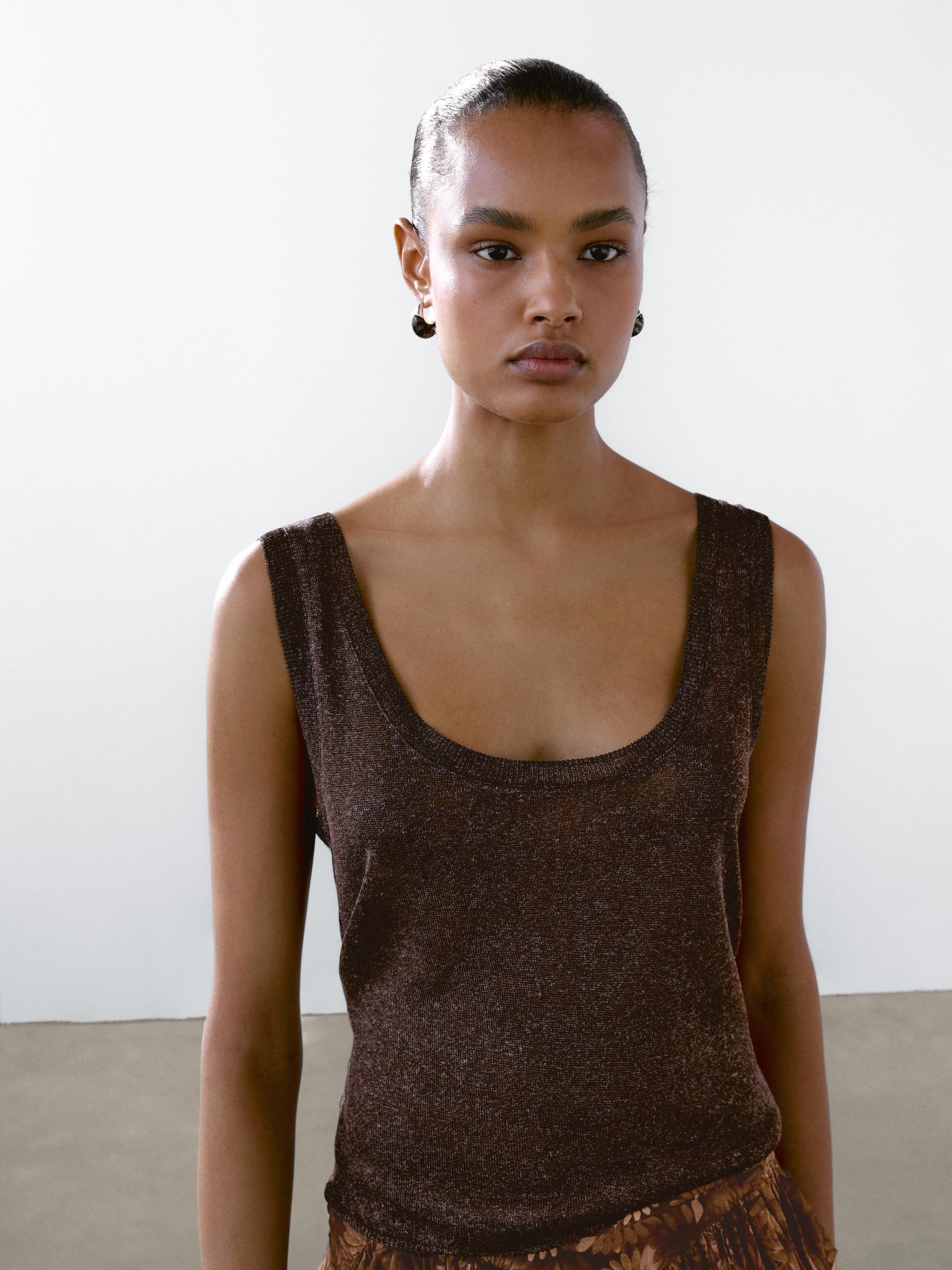 Strappy fine knit top