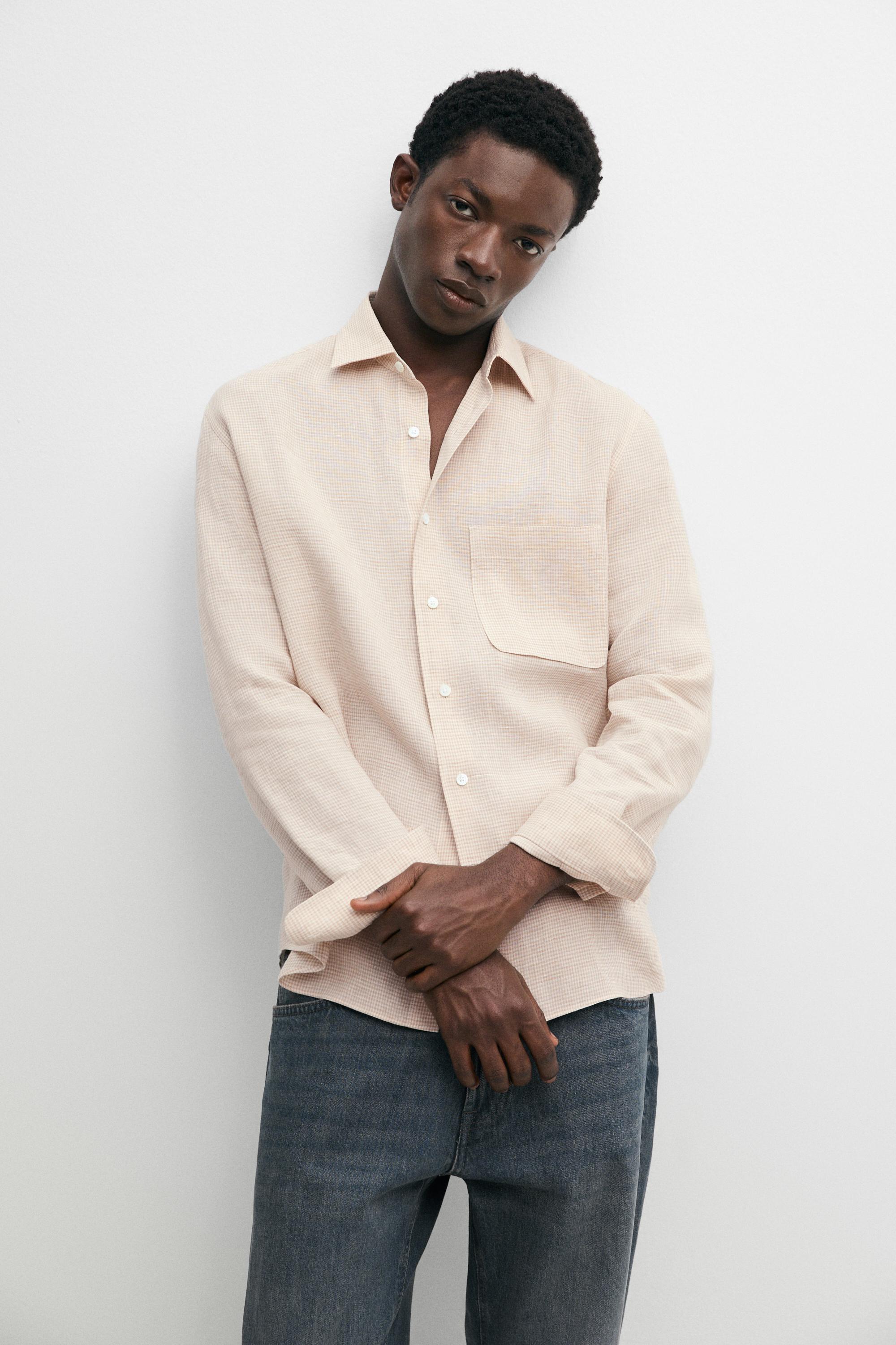 100% linen faded regular fit shirt