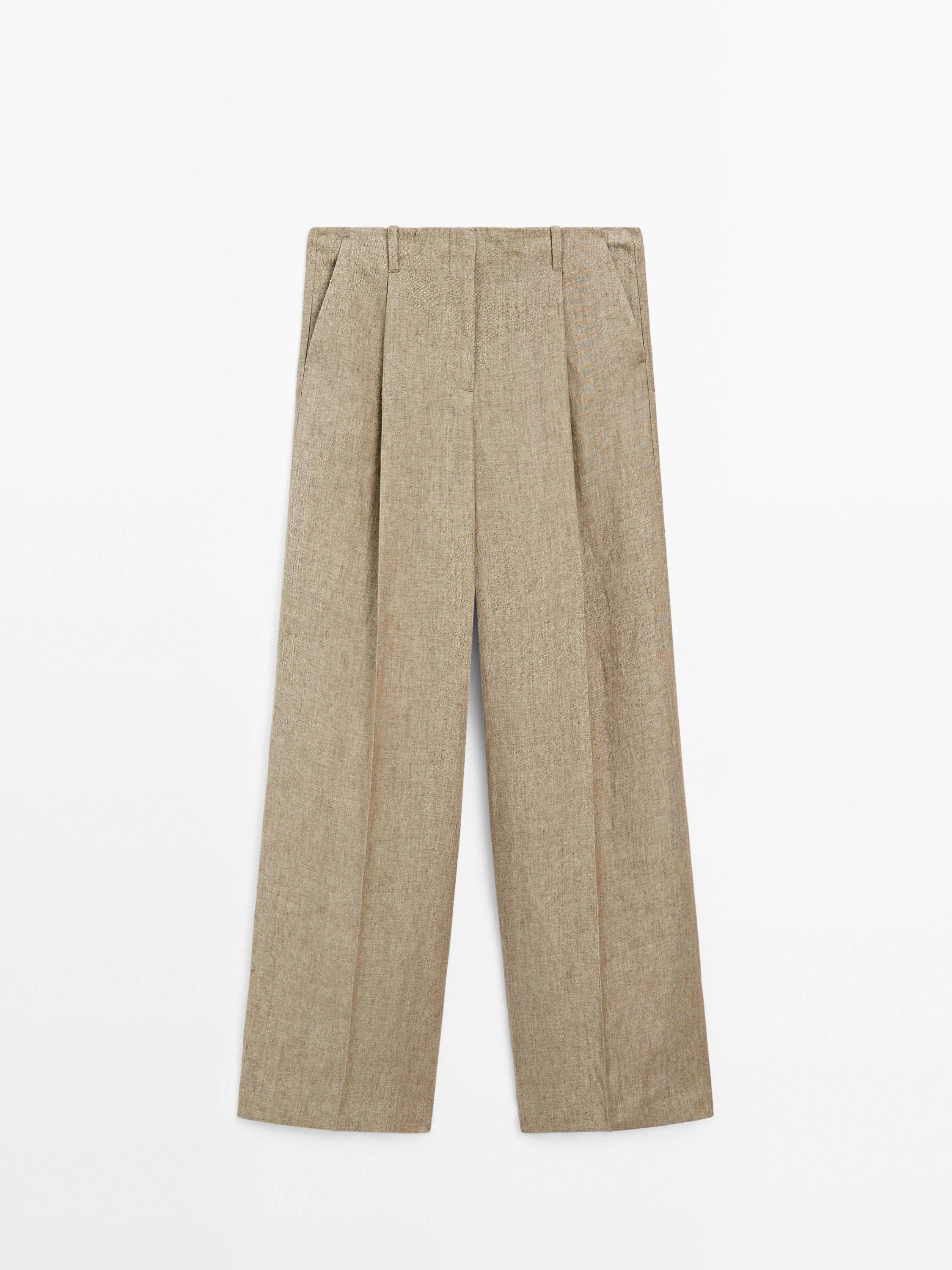 100% linen darted trousers