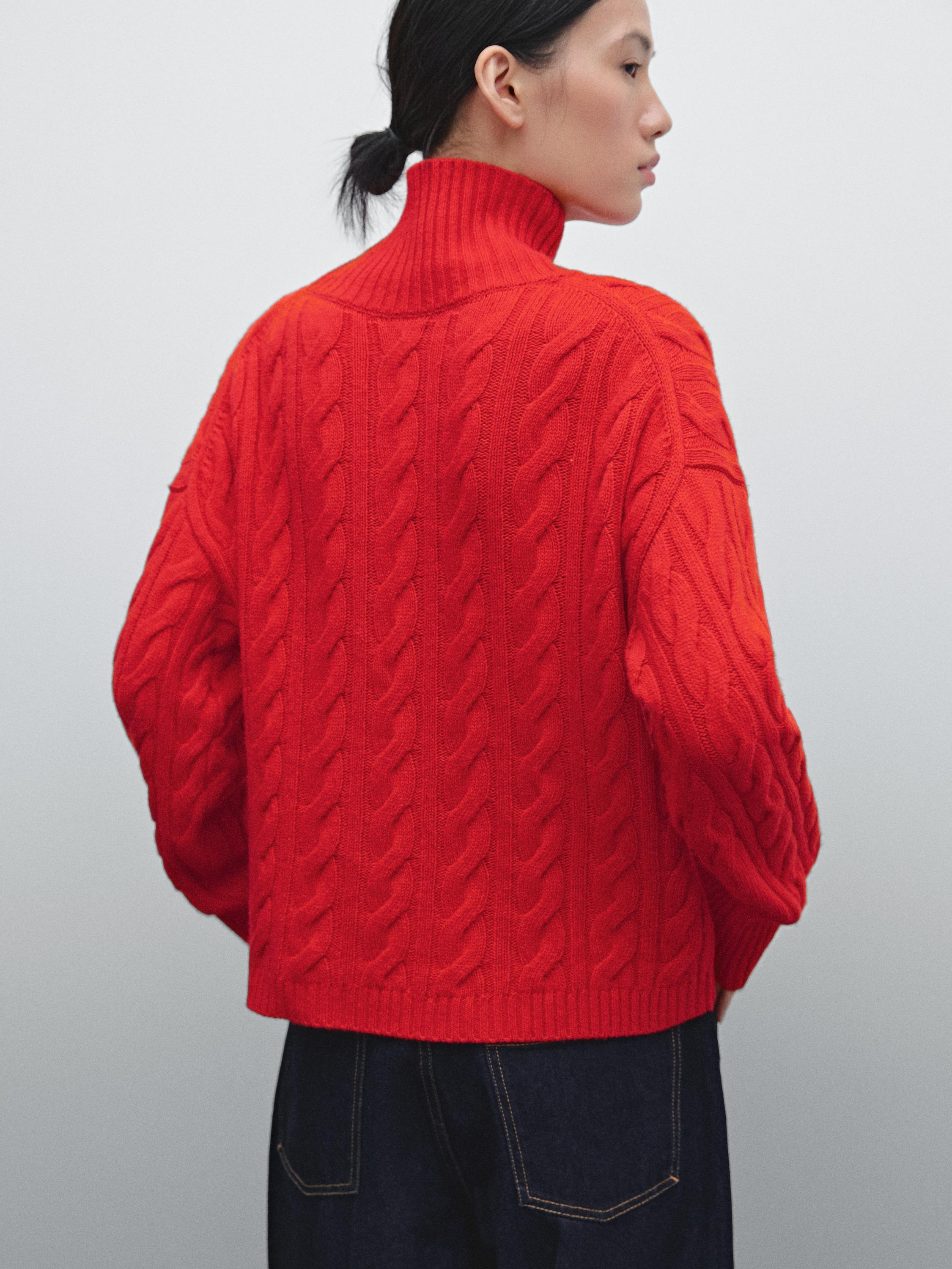 Wool blend cable-knit sweater