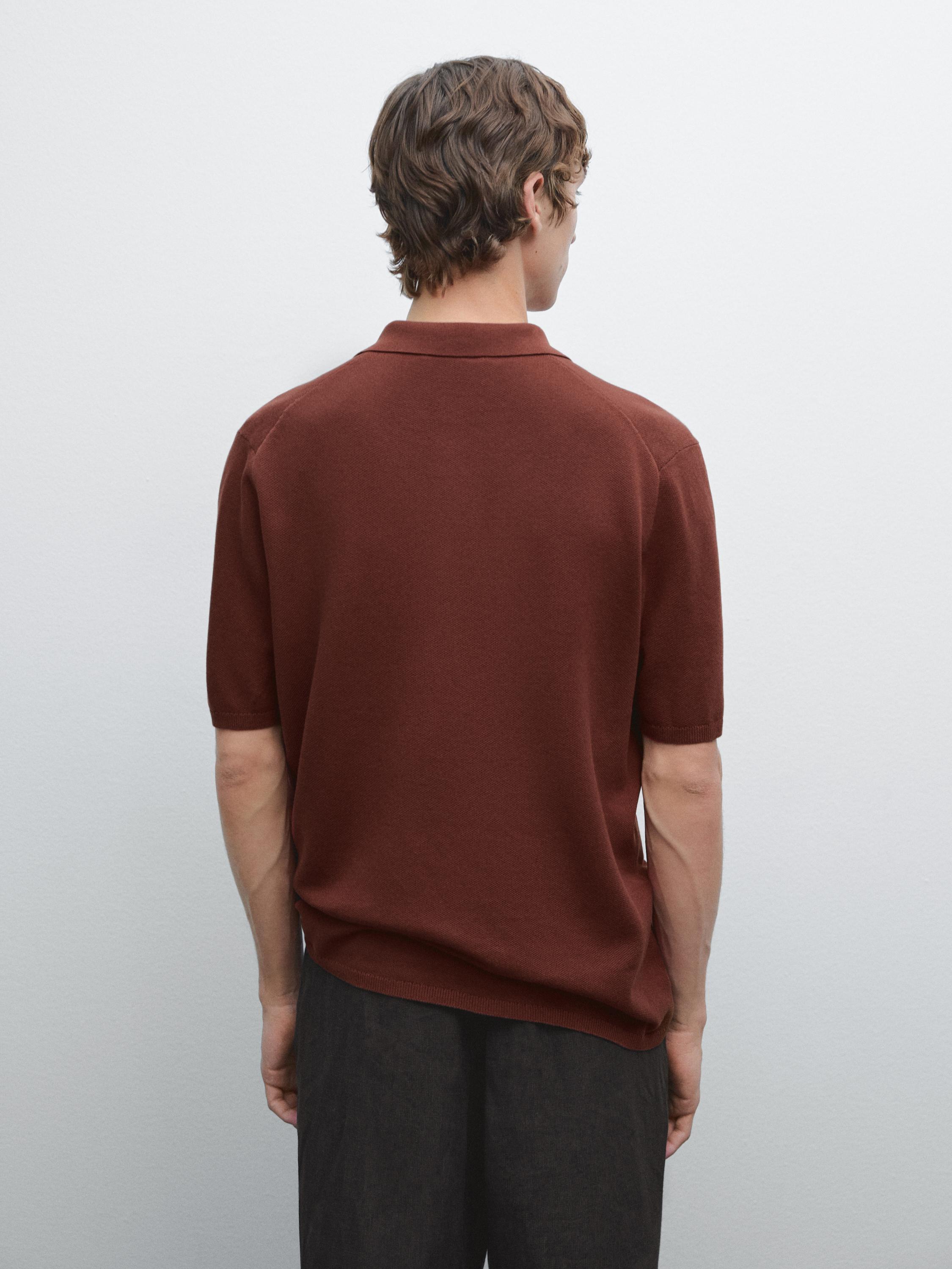 100% cotton textured knit polo shirt