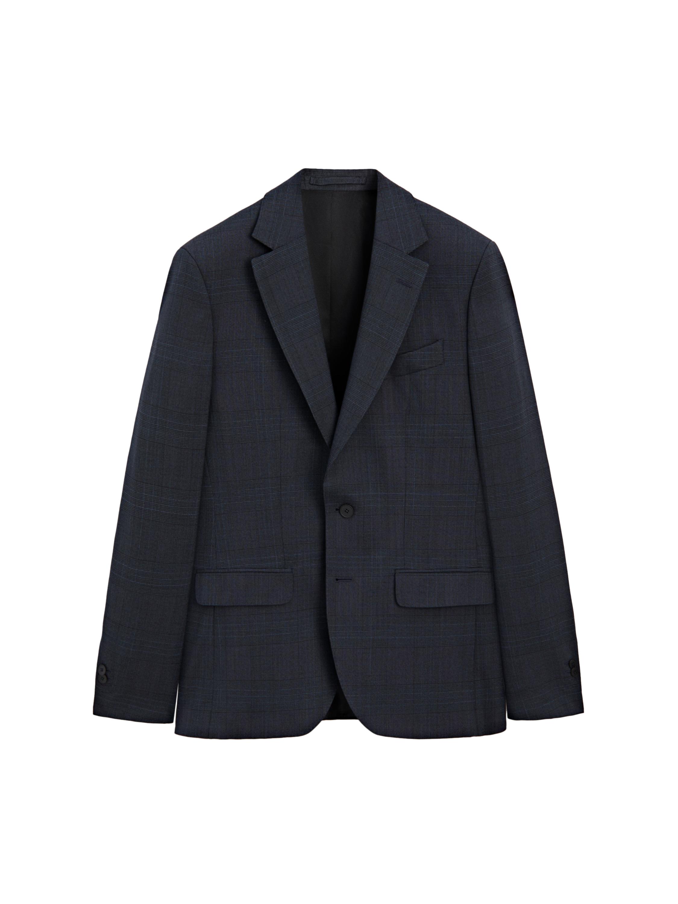 Yünlü kareli klasik blazer