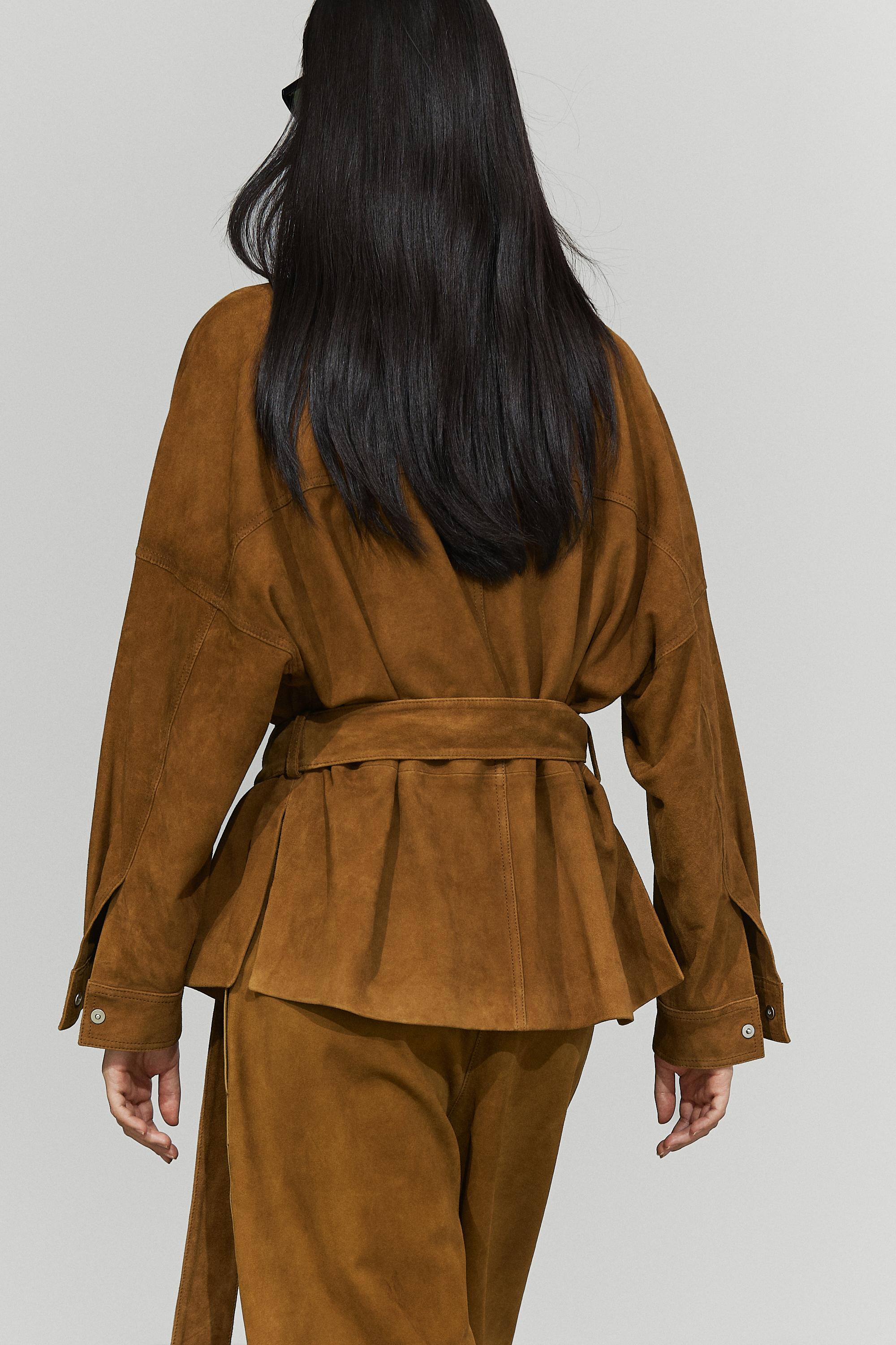 Suede leather jacket — DARK CAMEL