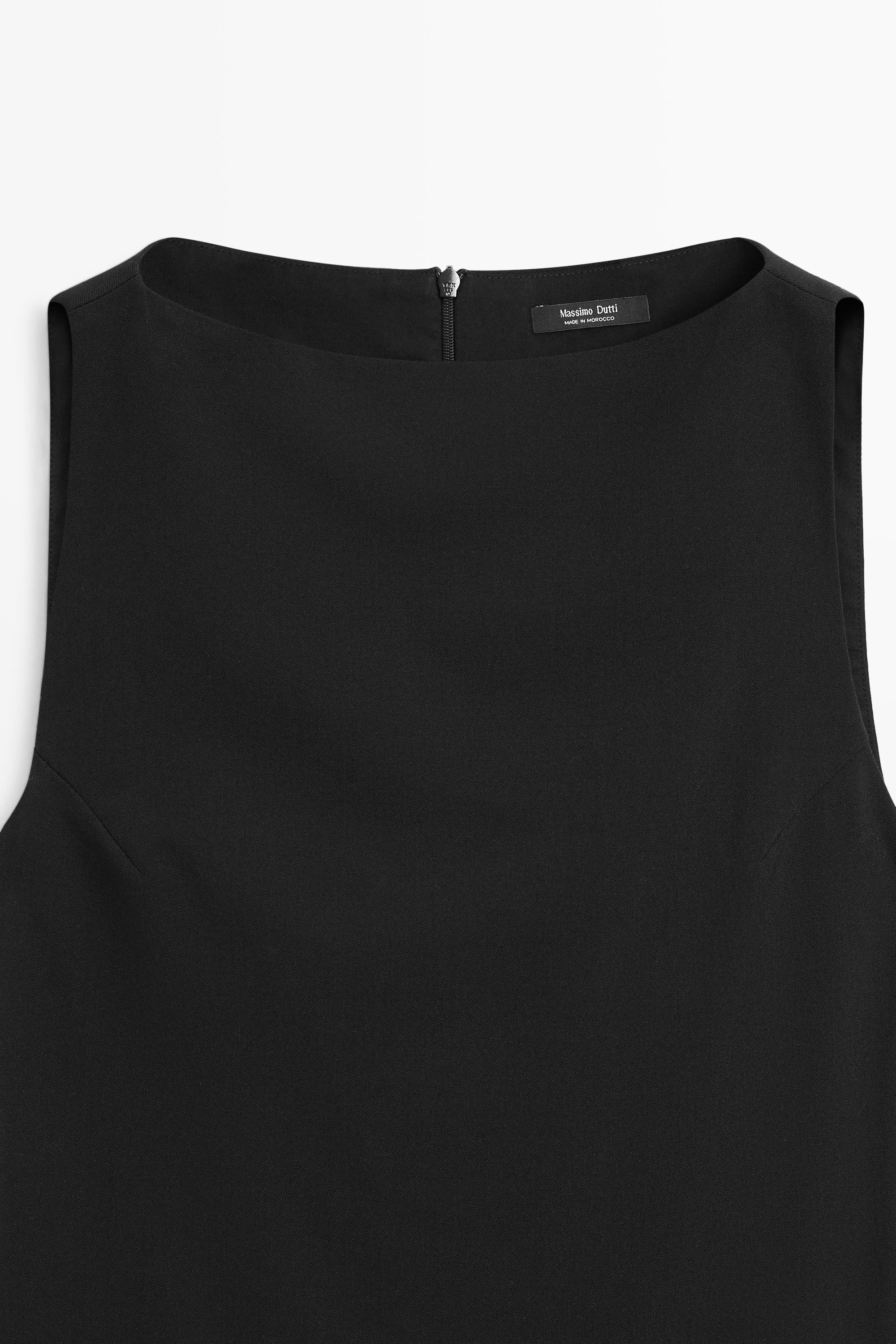 Boat neck mini dress — BLACK