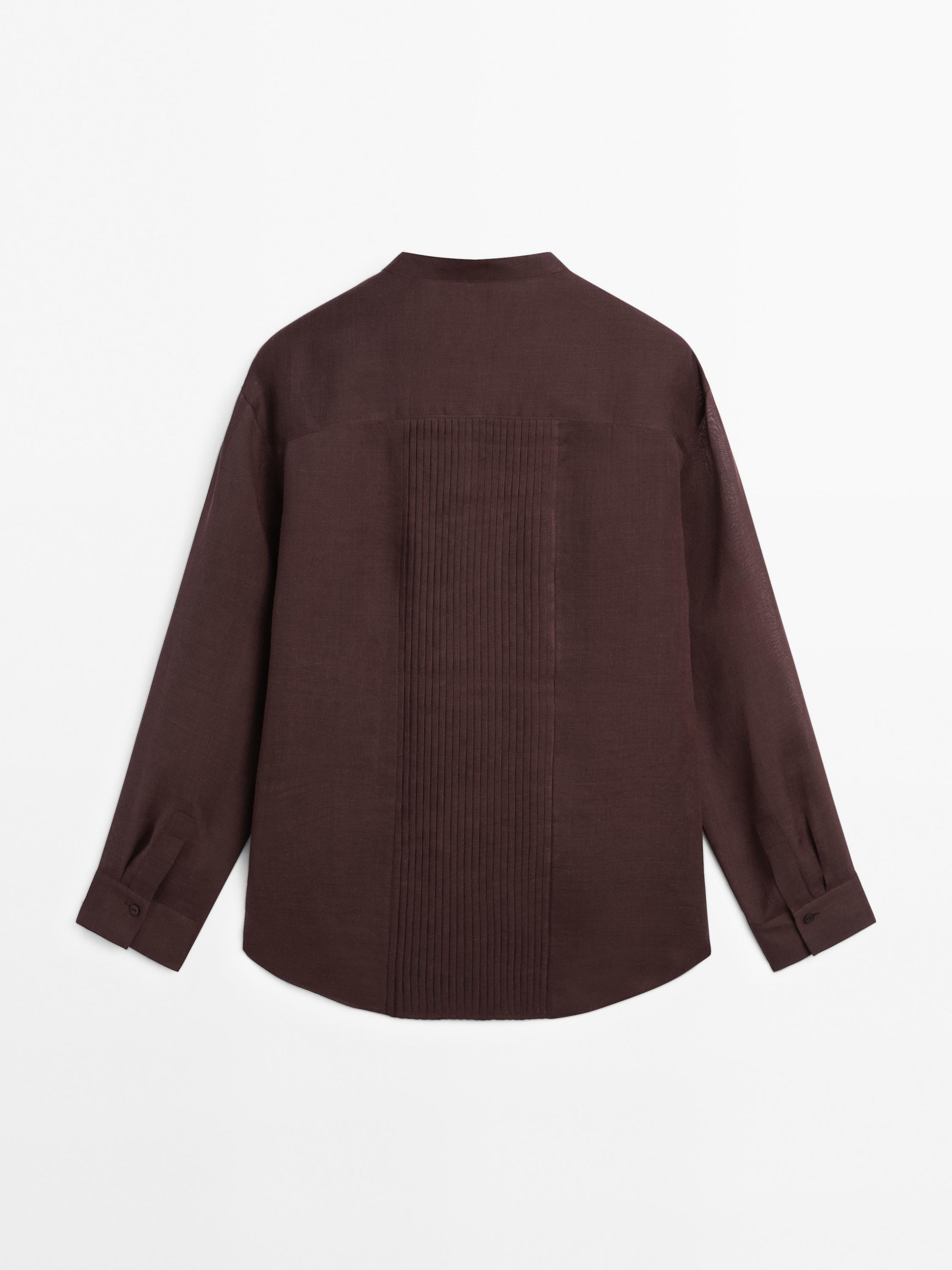 Flowing ramie blend shirt with pintucks