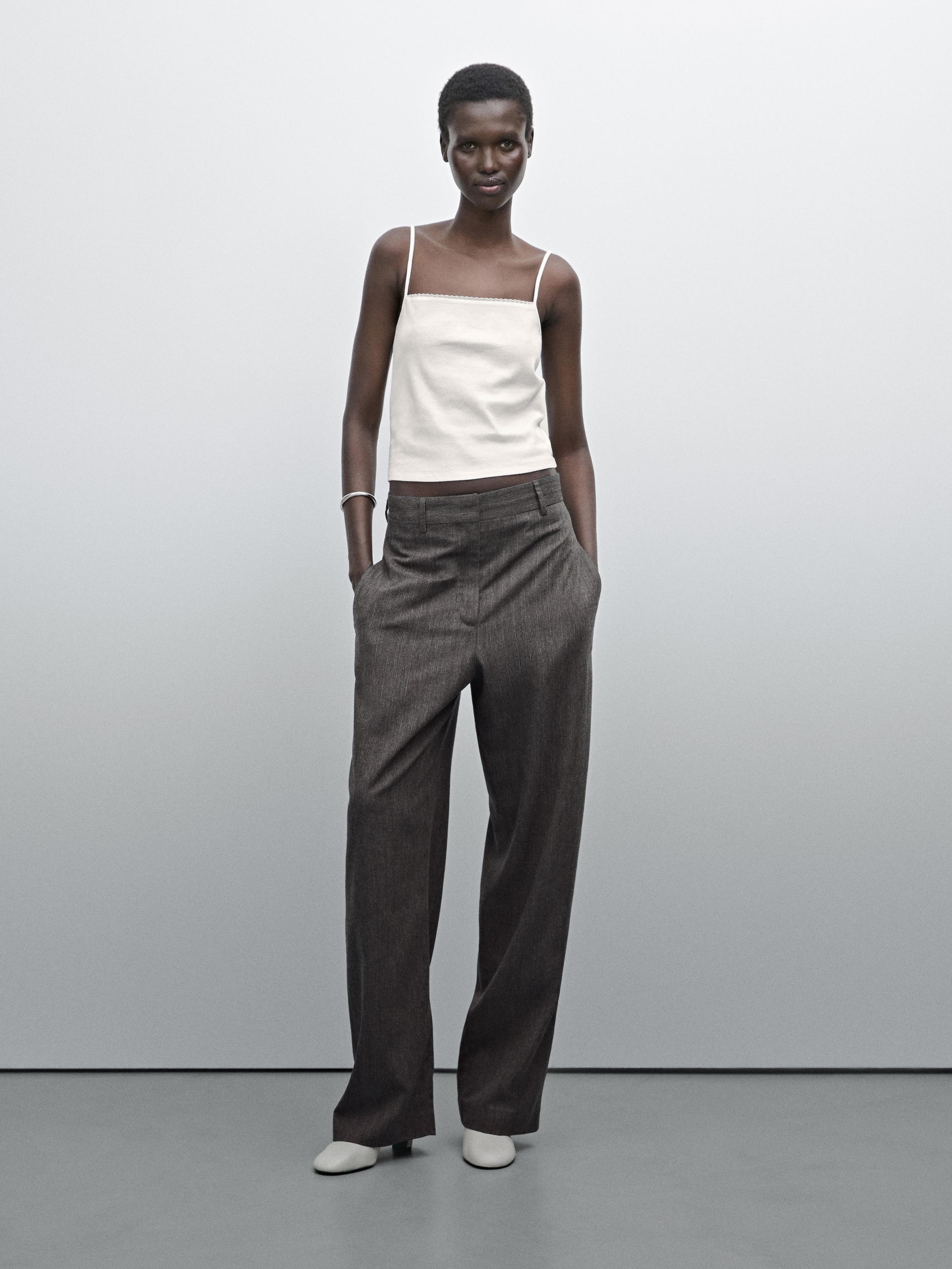 Pantalon straight à rayures
