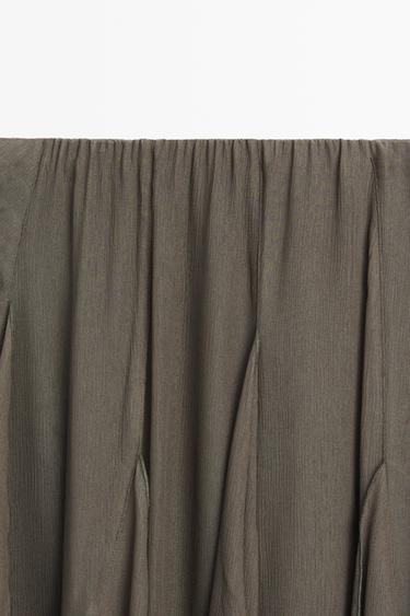 Flowing midi skirt with ruffle detail — GREEN 9