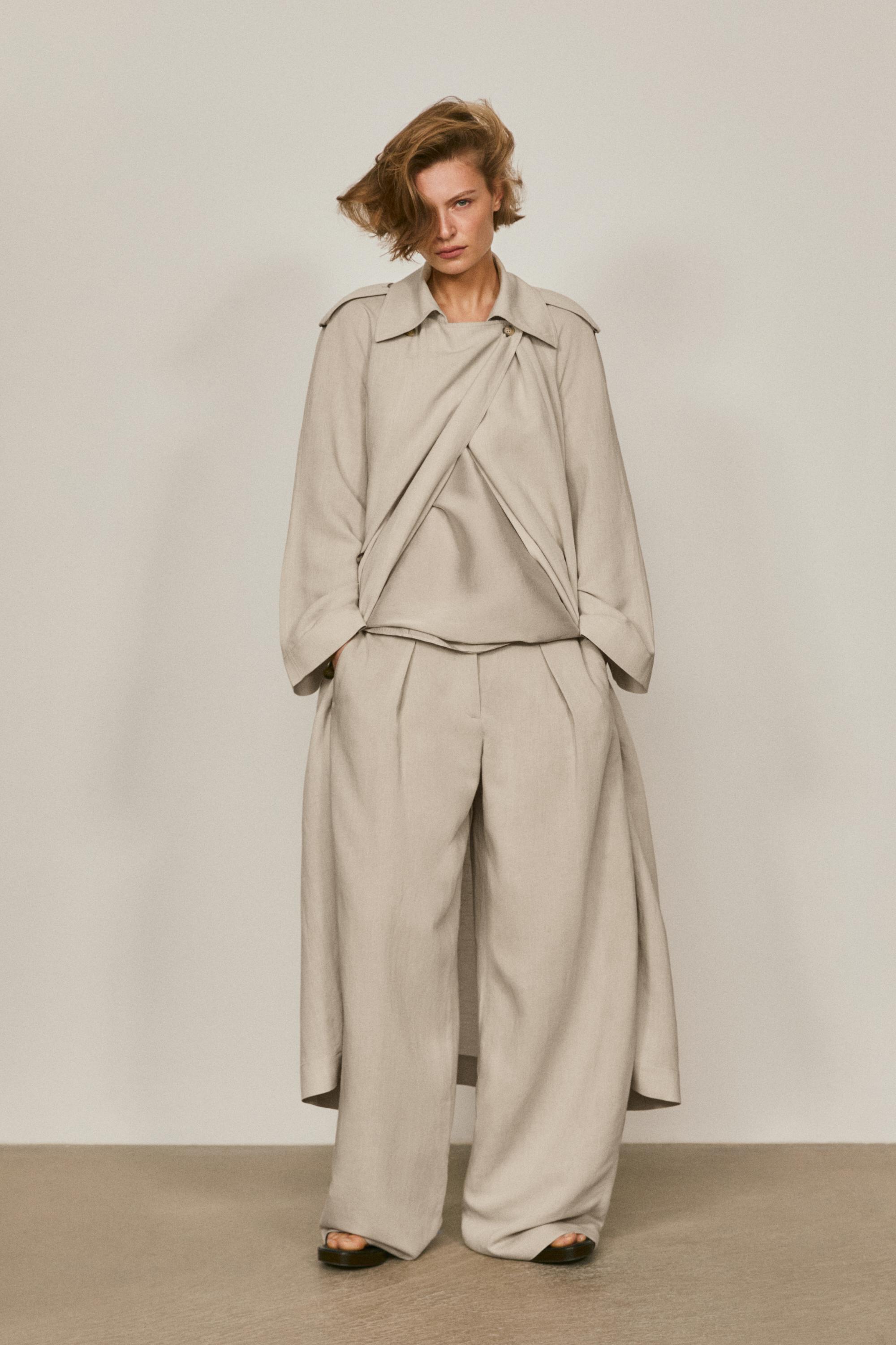 Oversize linen blend trench coat - LIMITED EDITION — SAND