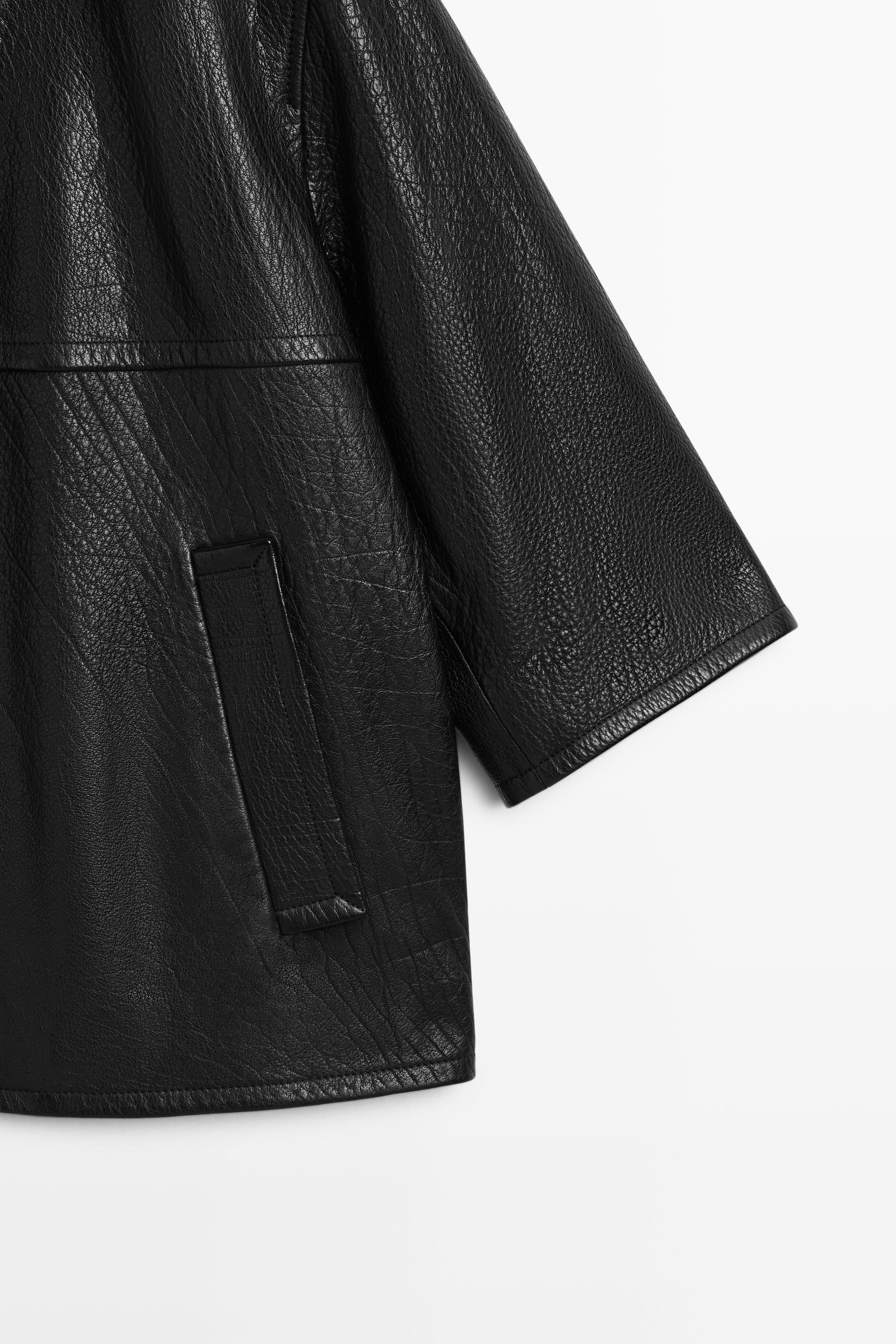 Cropped nappa leather jacket — BLACK
