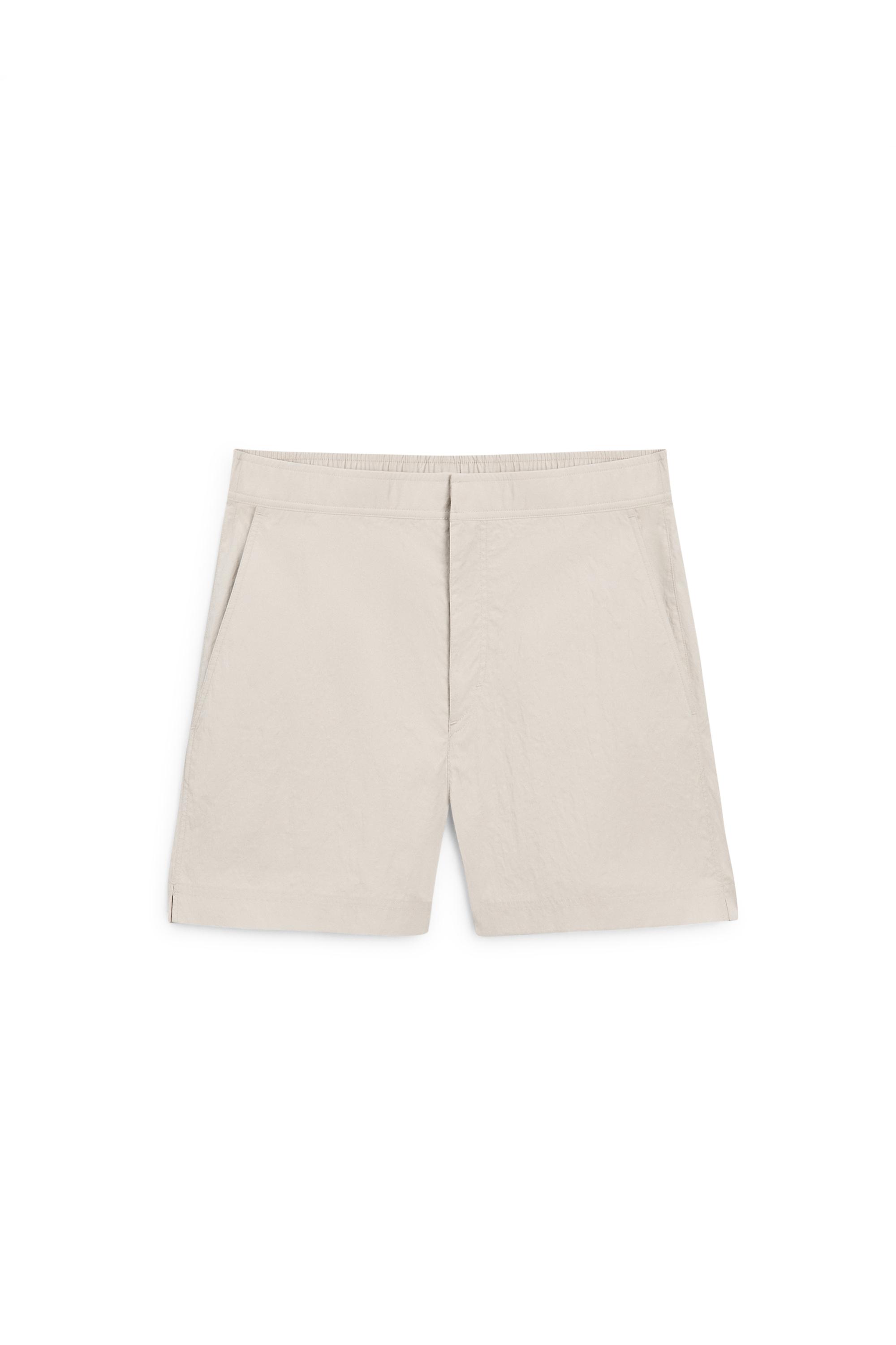 Plain swimming trunks with waist detail — SAND
