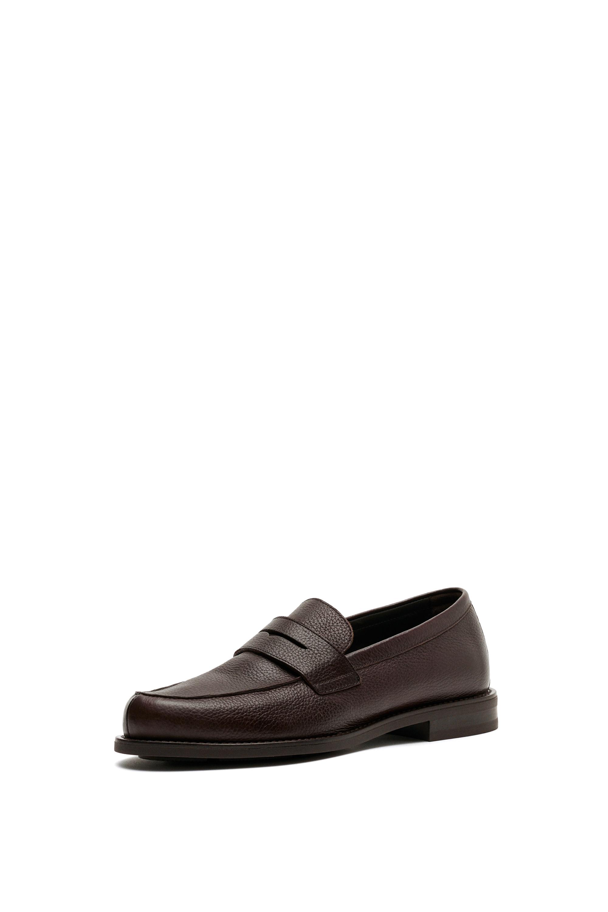 Split suede leather loafer — BROWN