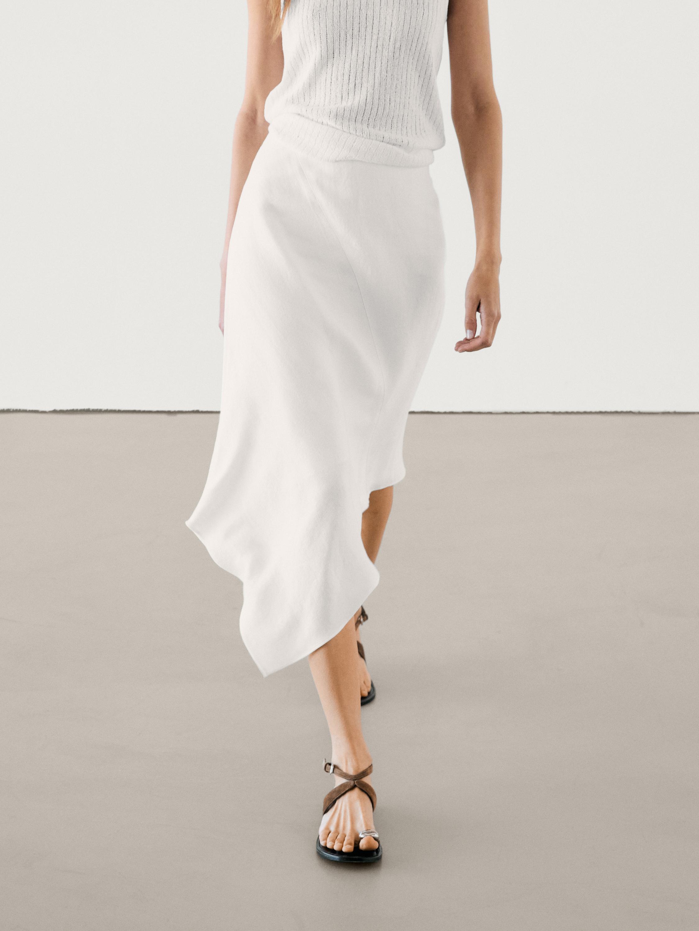 Asymmetric flounce midi skirt