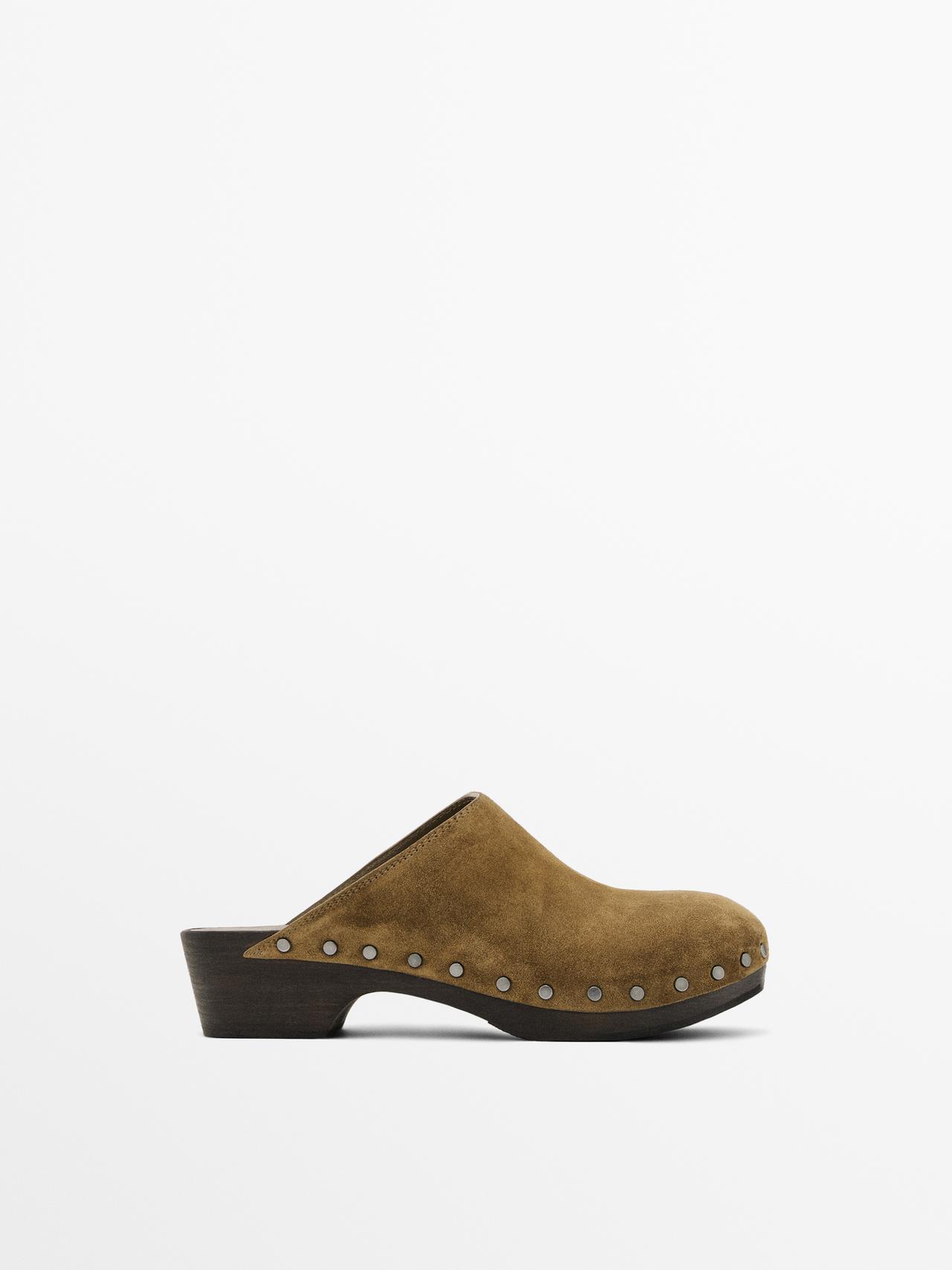 Massimo Dutti - Dame - Slippers I Imiteret Ruskind - Camel - 39