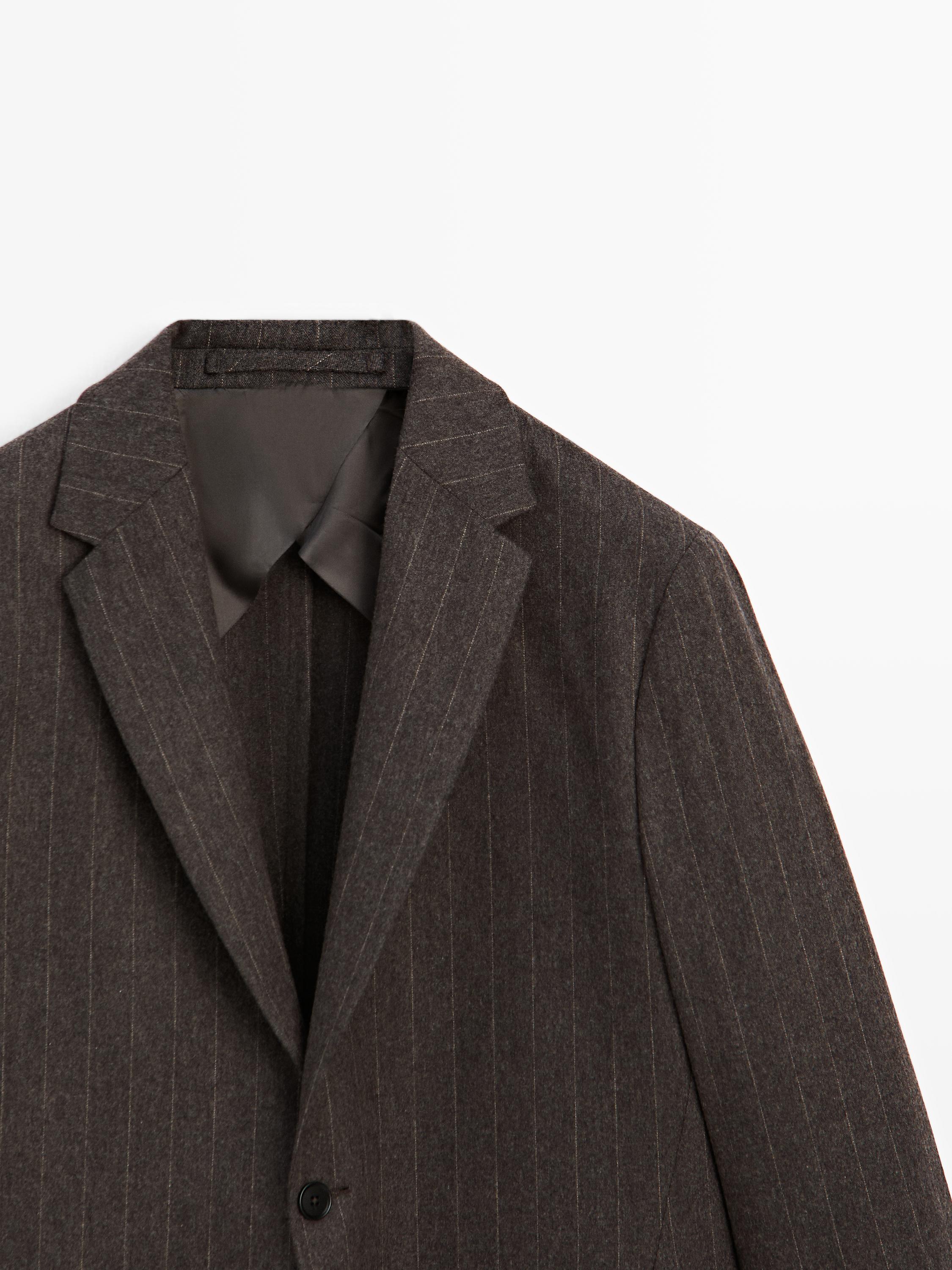 Striped wool blend suit blazer